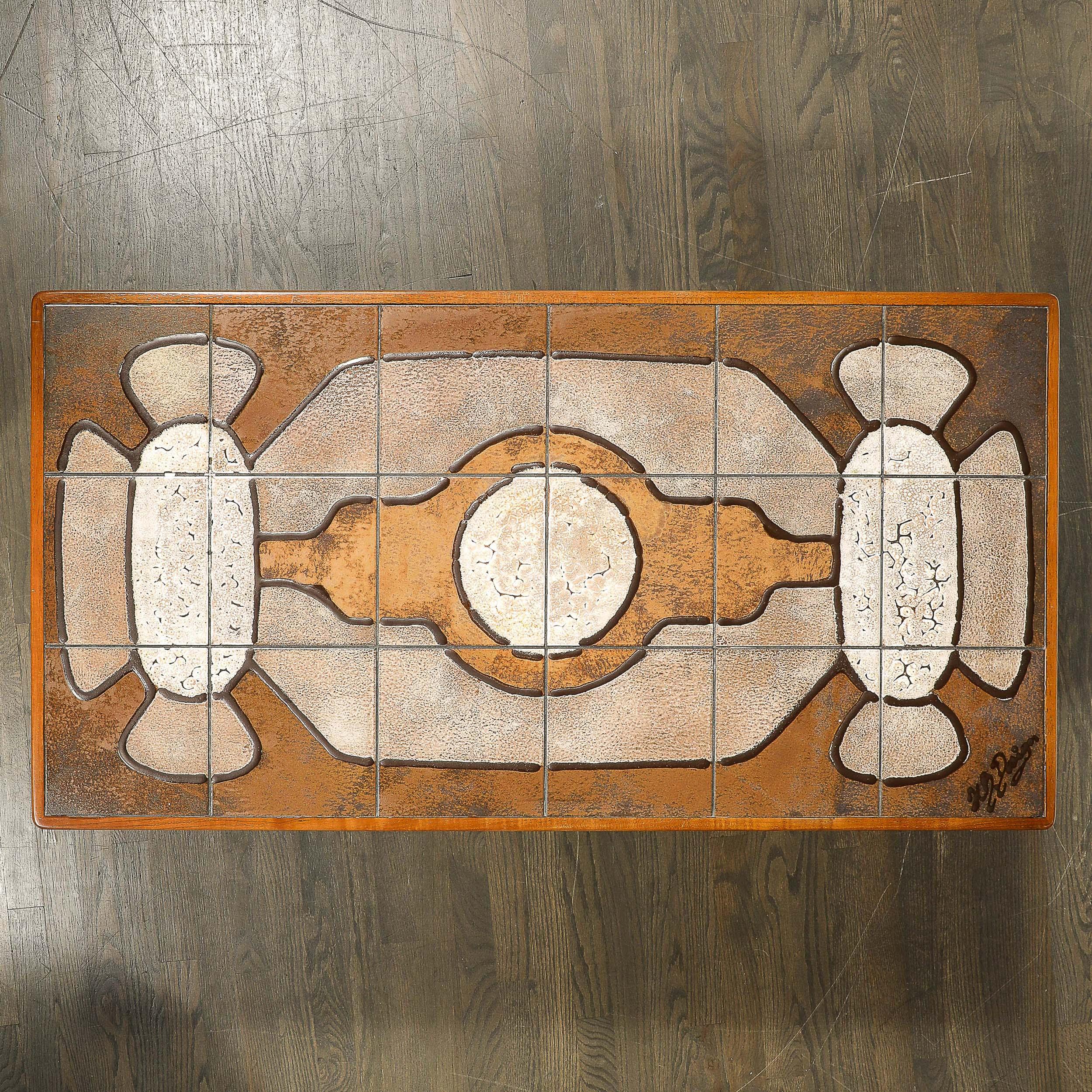 Mid-Century Modernist Geometric Tile Inlay Teak Cocktail Table 12
