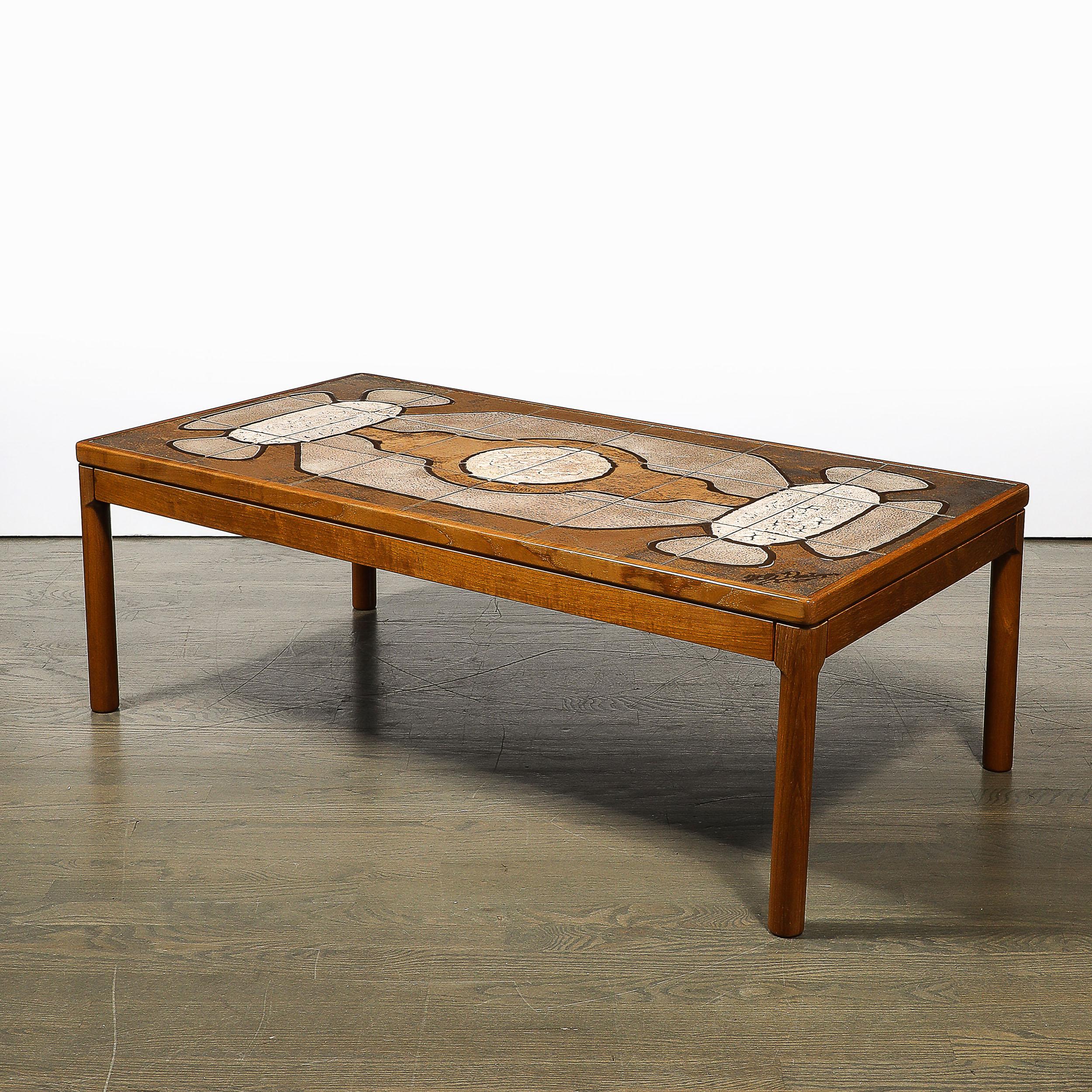 Mid-20th Century Mid-Century Modernist Geometric Tile Inlay Teak Cocktail Table
