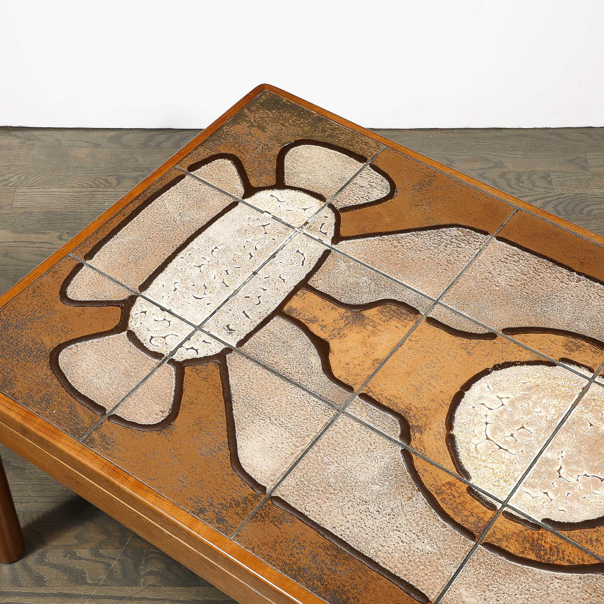 Mid-Century Modernist Geometric Tile Inlay Teak Cocktail Table 2