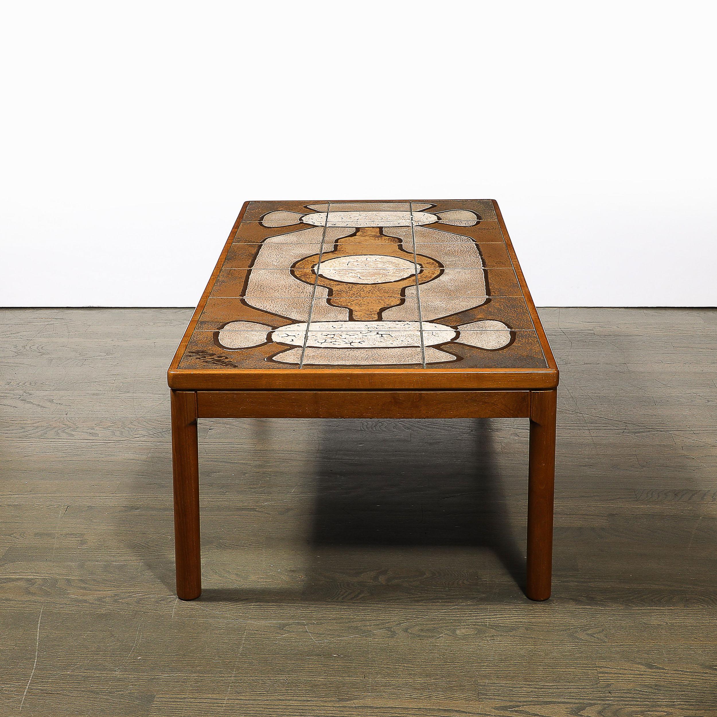 Mid-Century Modernist Geometric Tile Inlay Teak Cocktail Table 3
