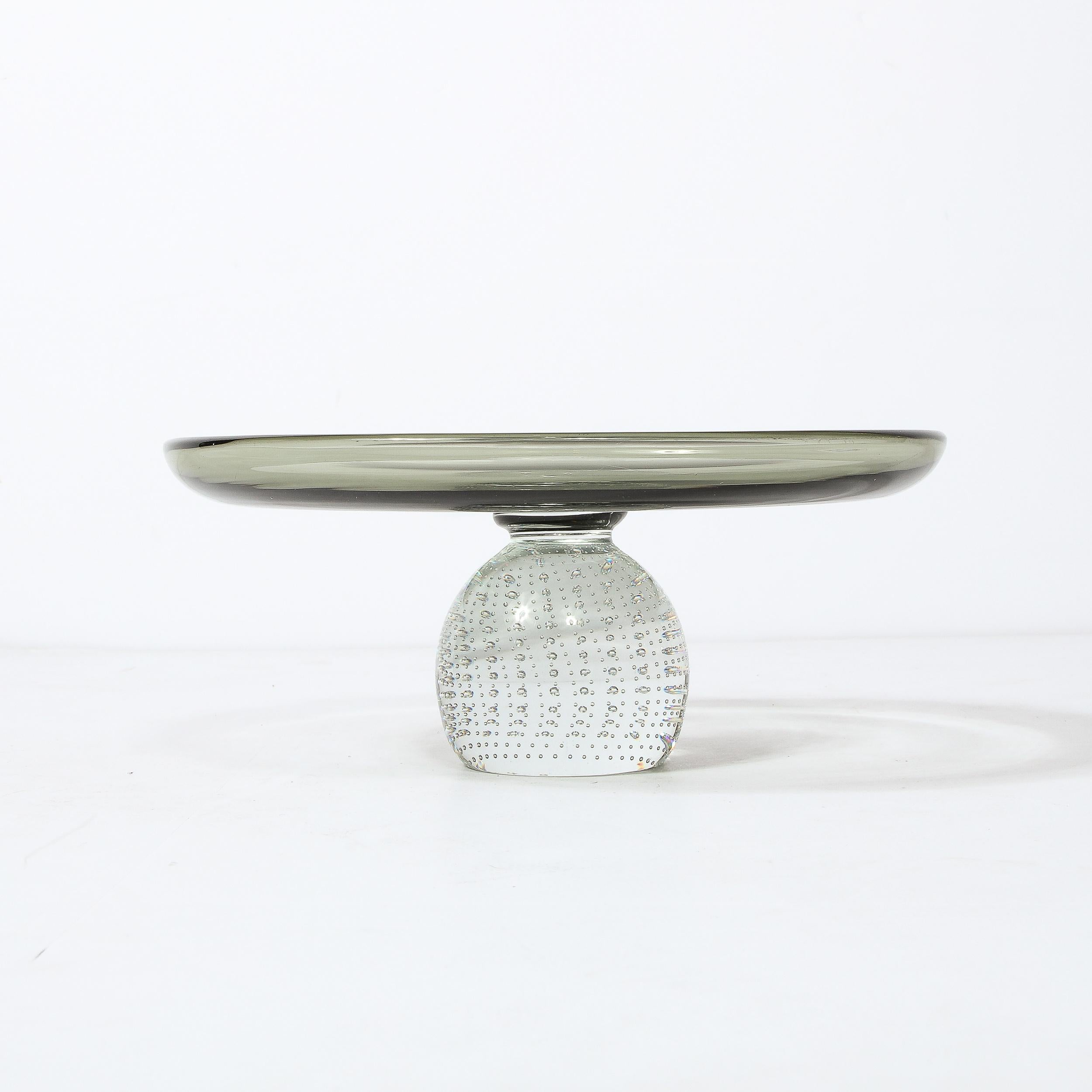 Mid-Century Modernist Glass Centerpiece w/ Precise Murine Detailing by Pairpoint In Good Condition For Sale In New York, NY