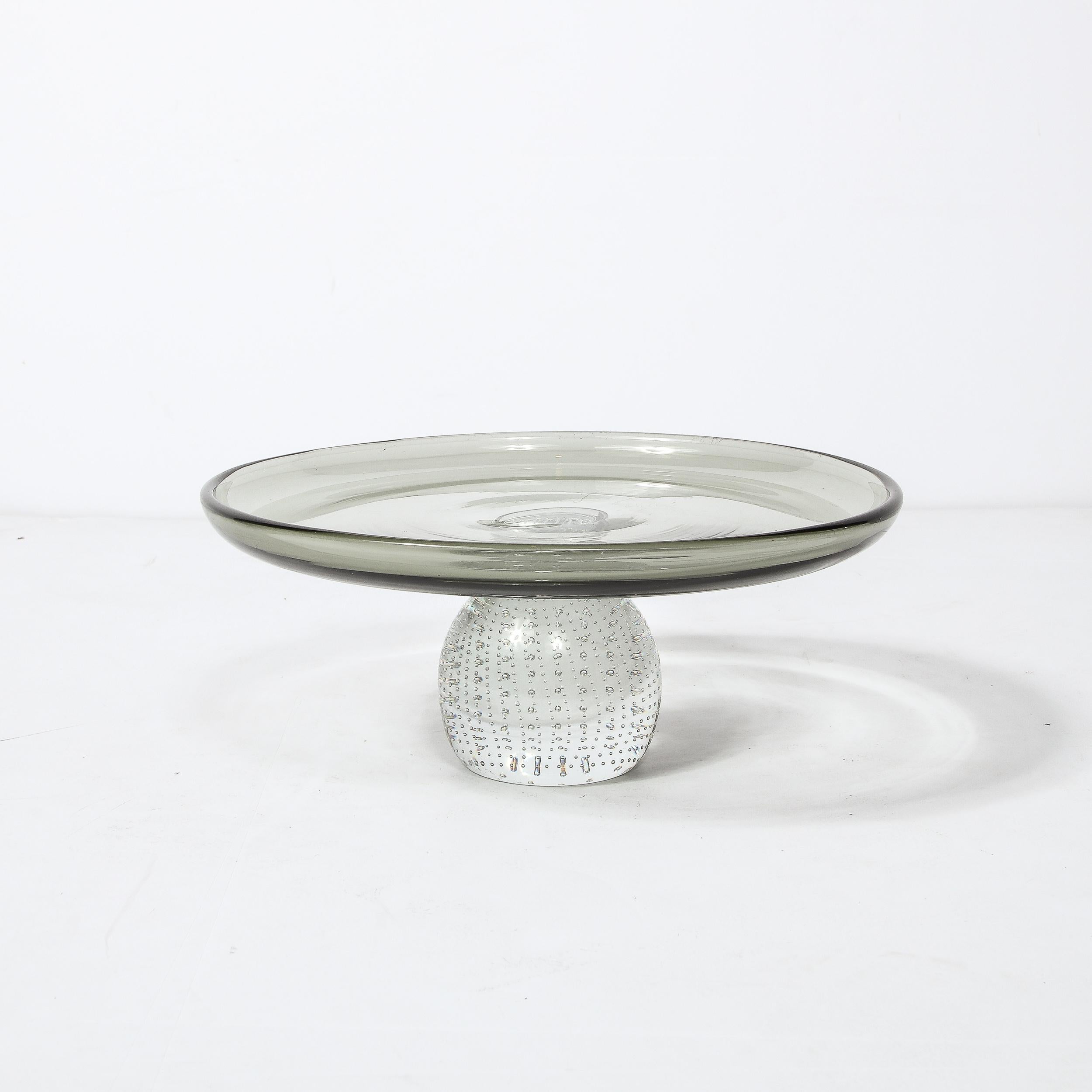Mid-20th Century Mid-Century Modernist Glass Centerpiece w/ Precise Murine Detailing by Pairpoint For Sale