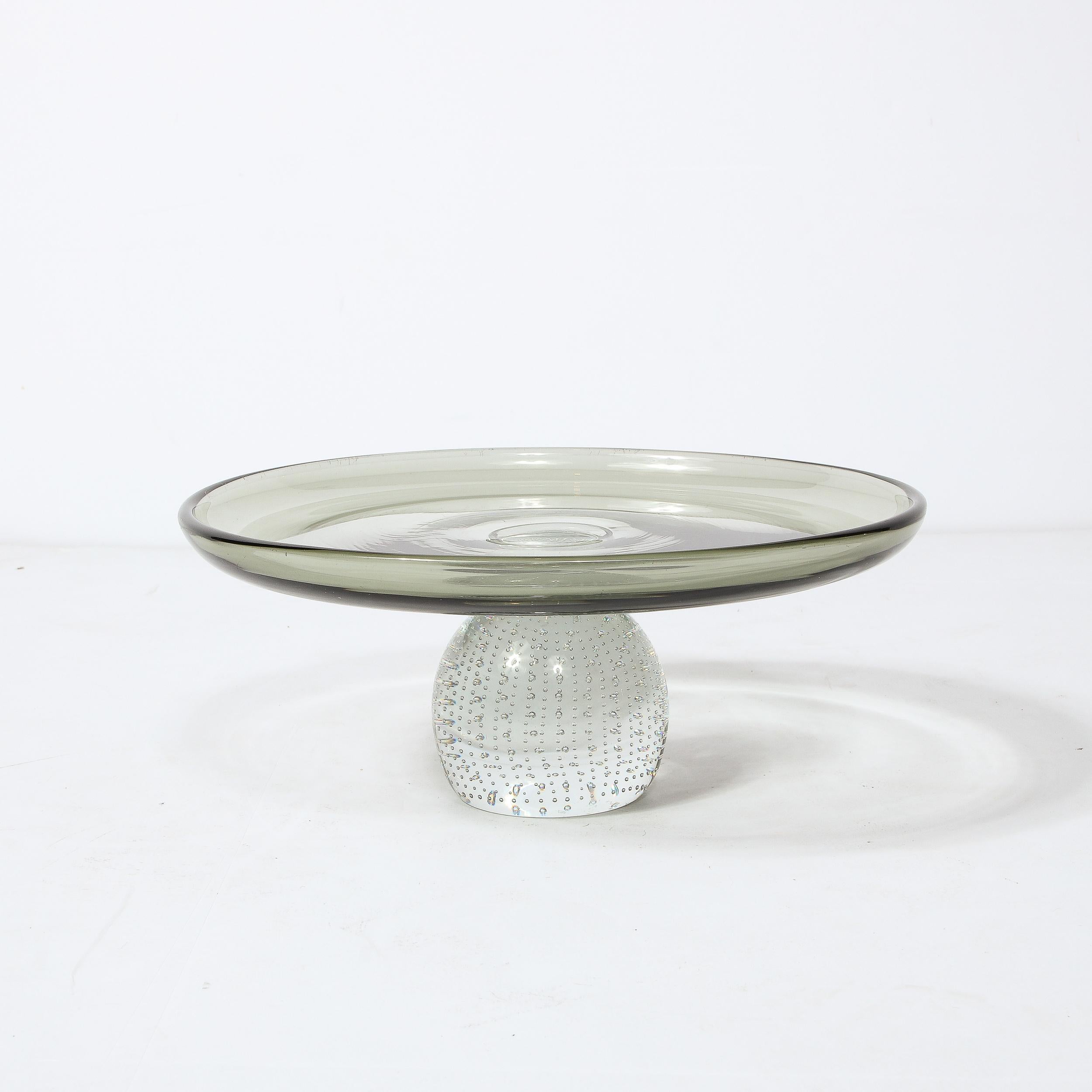 Mid-Century Modernist Glass Centerpiece w/ Precise Murine Detailing by Pairpoint For Sale 1