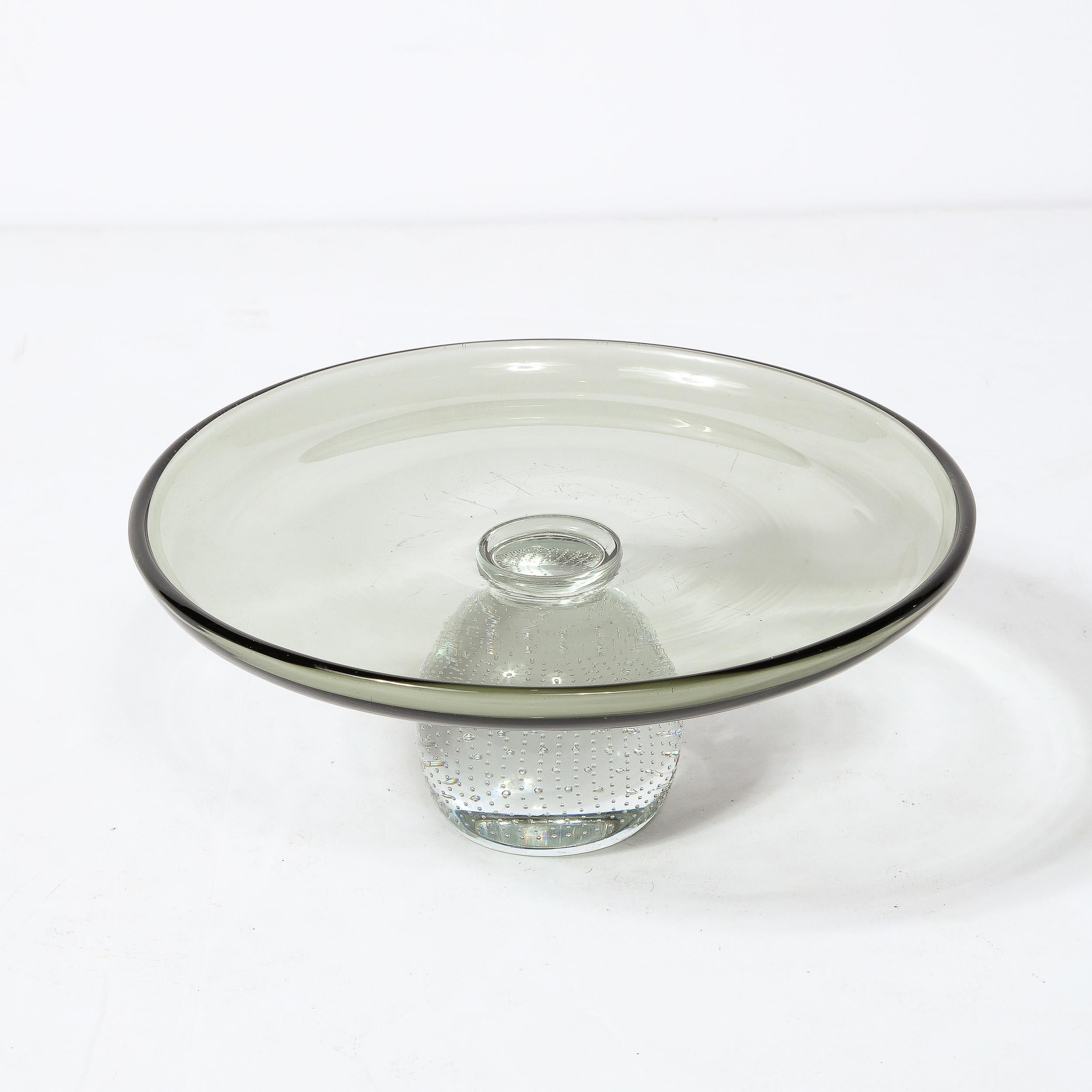 Mid-Century Modernist Glass Centerpiece w/ Precise Murine Detailing by Pairpoint For Sale 2