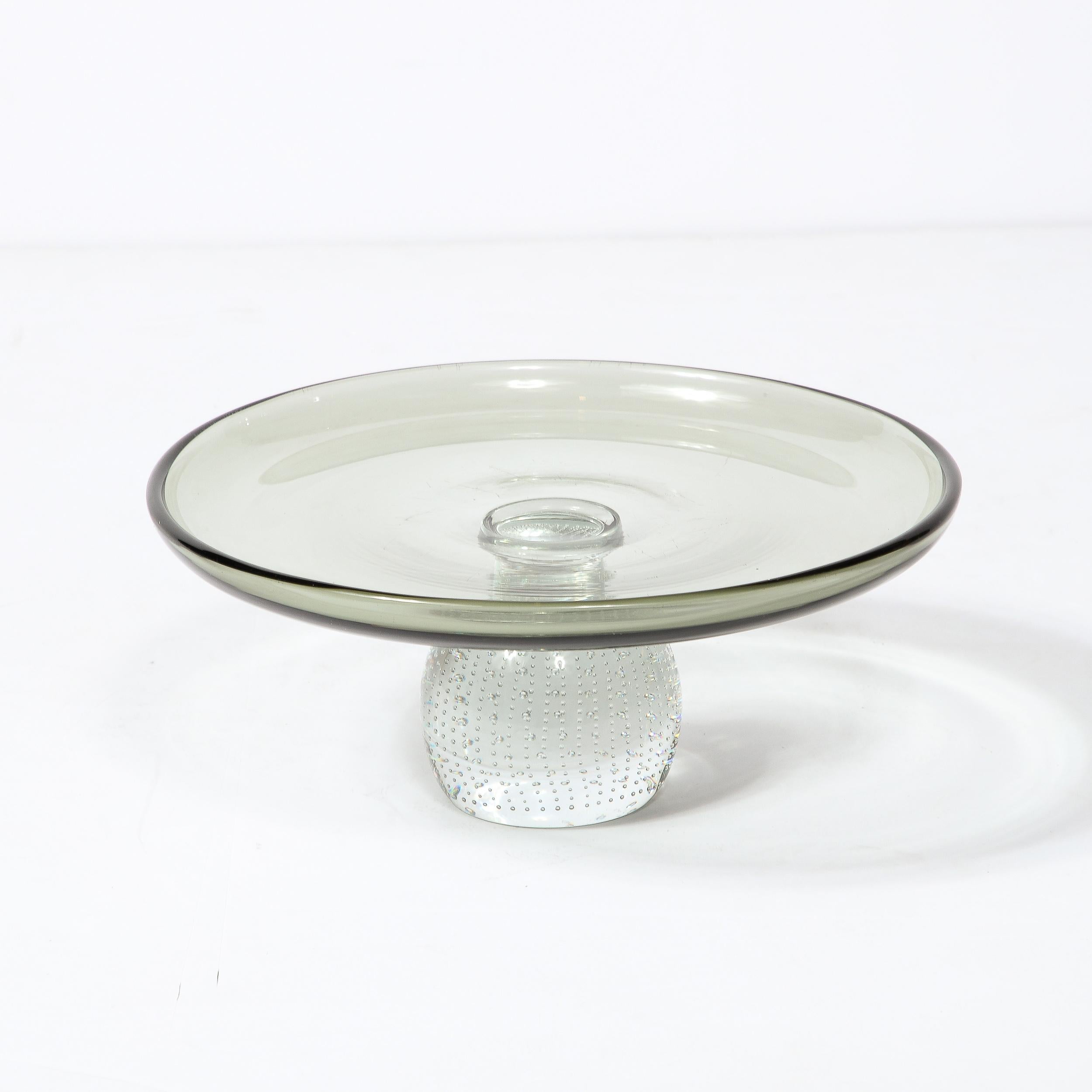 Mid-Century Modernist Glass Centerpiece w/ Precise Murine Detailing by Pairpoint For Sale 3
