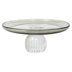 Centre de table en verre moderniste du milieu du siècle dernier avec détails détaillés en murine par Pairpoint