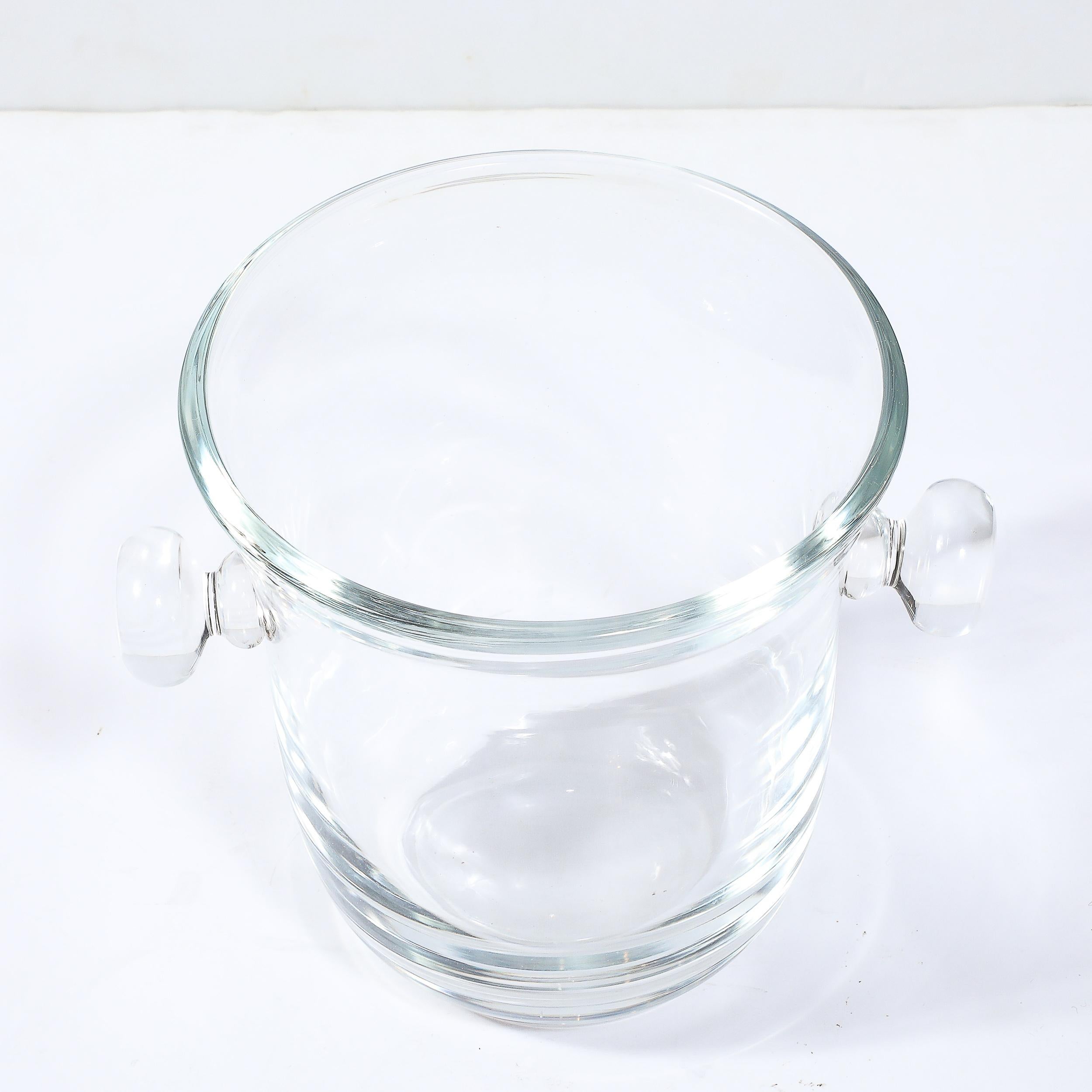 Modernistischer Glas-Eiskübel aus der Mitte des Jahrhunderts, signiert Karl Springer (amerikanisch) im Angebot