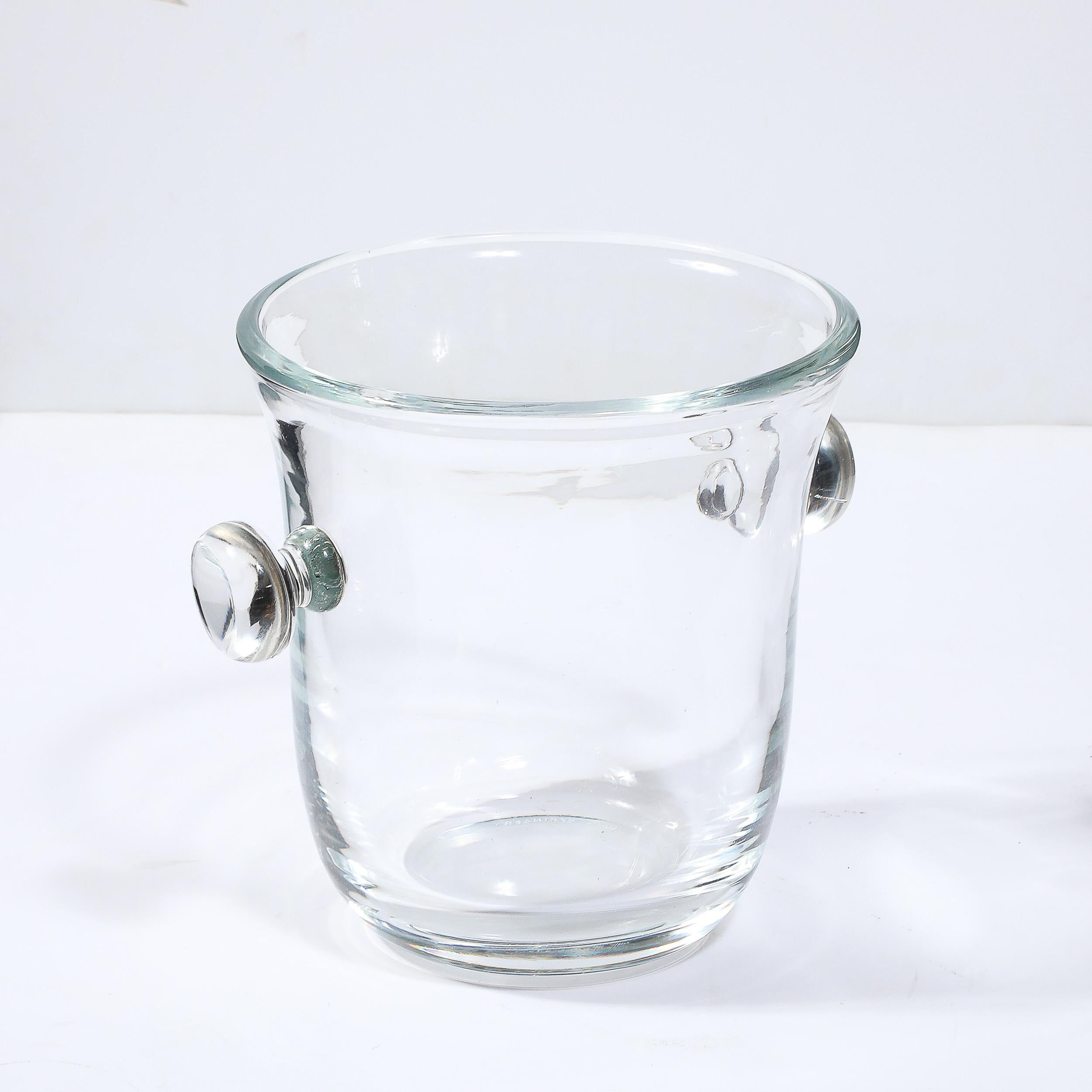 Modernistischer Glas-Eiskübel aus der Mitte des Jahrhunderts, signiert Karl Springer im Angebot 1
