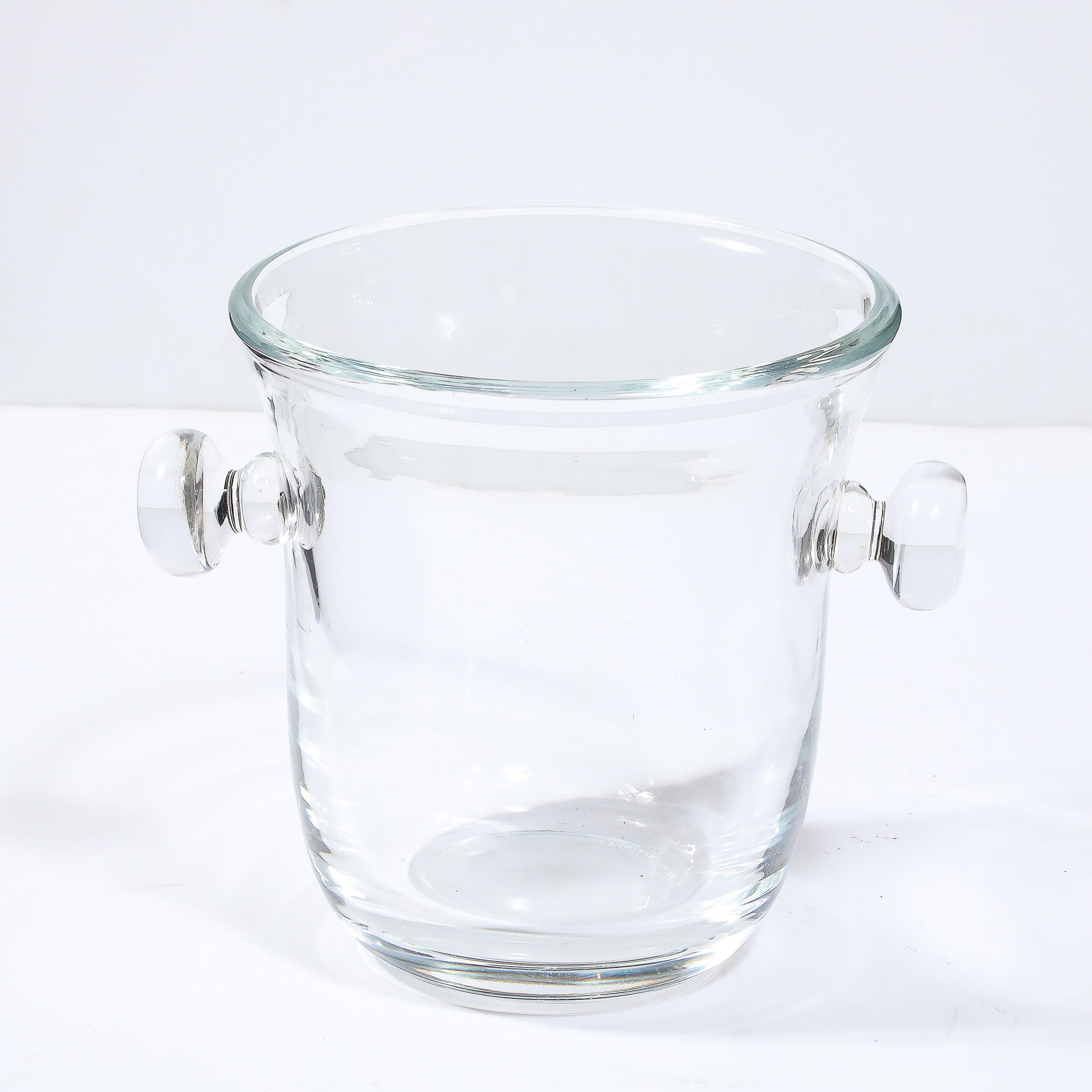 Modernistischer Glas-Eiskübel aus der Mitte des Jahrhunderts, signiert Karl Springer im Angebot 3