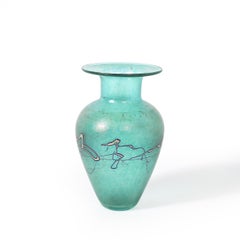 Vase en verre d'art soufflé à la main moderniste du milieu du siècle dernier, signé Robert Held