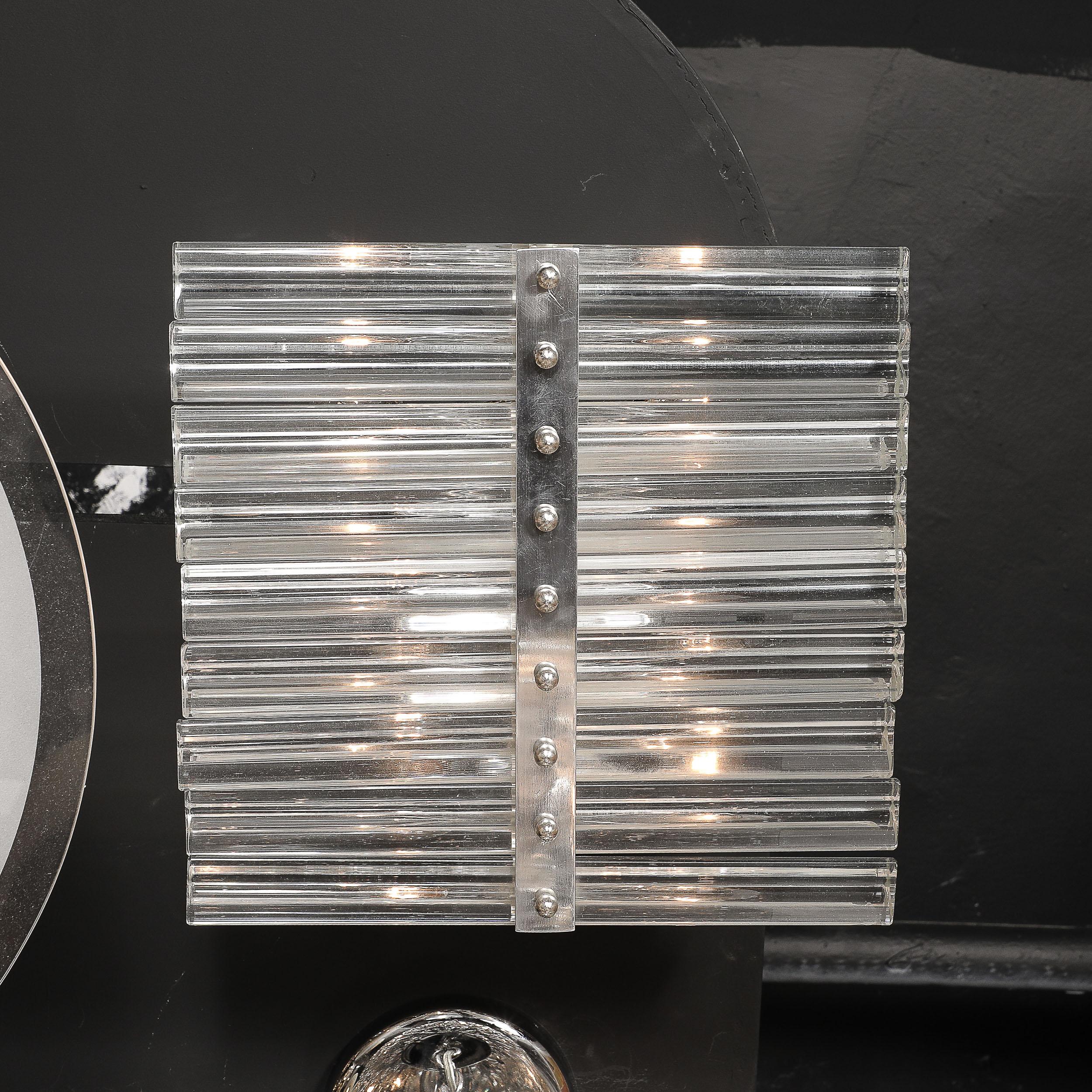 Fin du 20e siècle Plafonnier moderniste du milieu du siècle en verre Murano soufflé à la main et chrome en vente