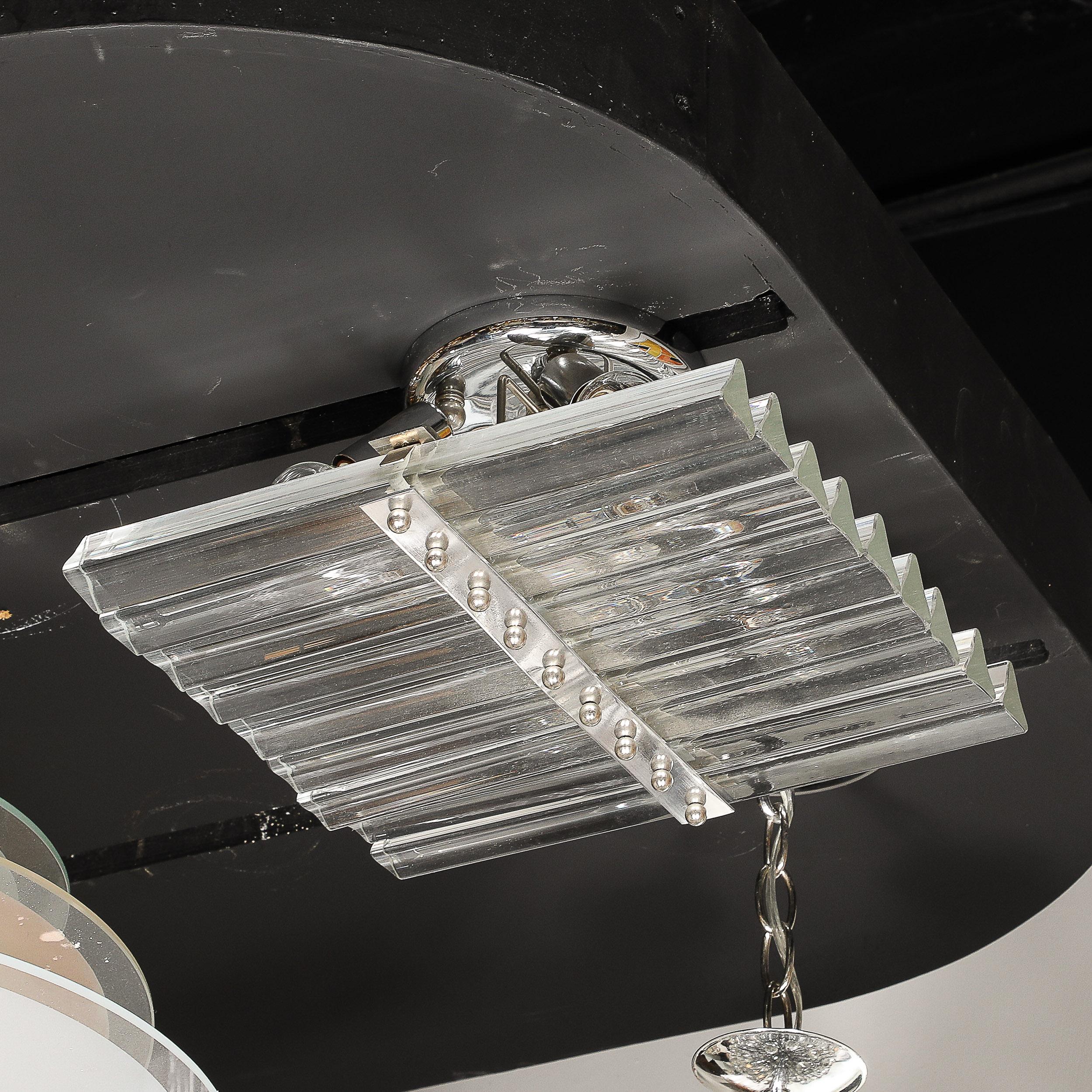 Verre brun Plafonnier moderniste du milieu du siècle en verre Murano soufflé à la main et chrome en vente