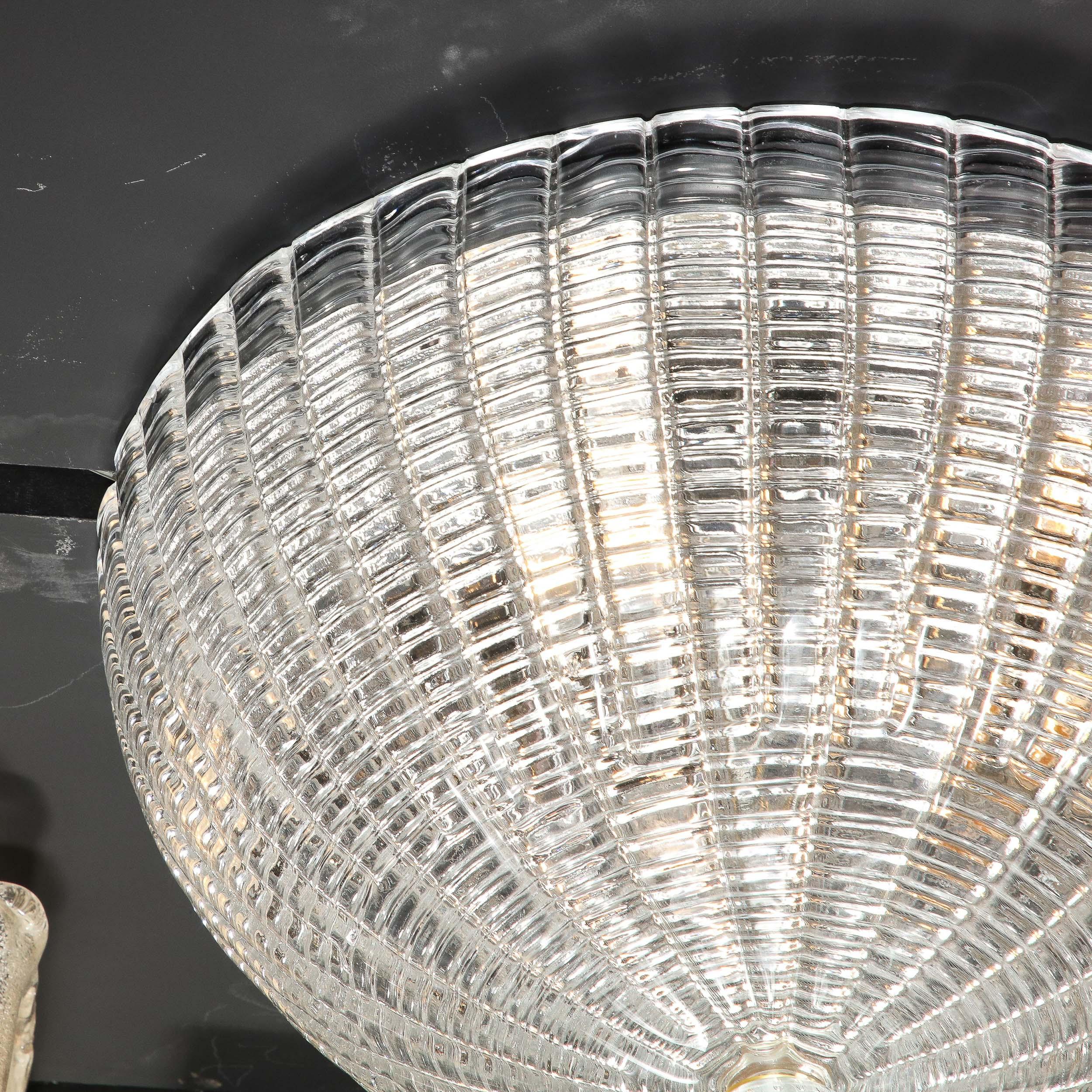 Mid-Century Modernist Hand Blown Domed Translucent Murano Glass Flush Mount For Sale 5