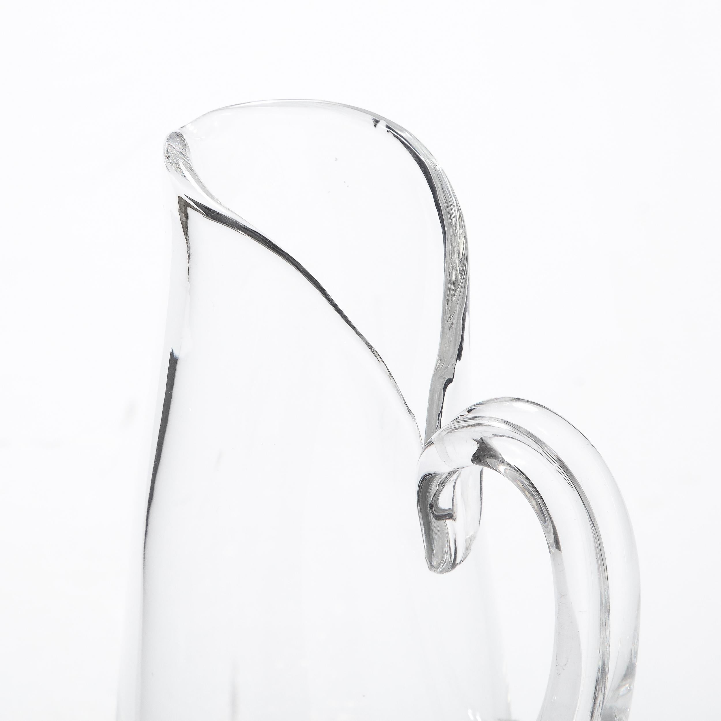 Mid-Century Modernist Hand-Blown Glass Pitcher Signed Steuben 2