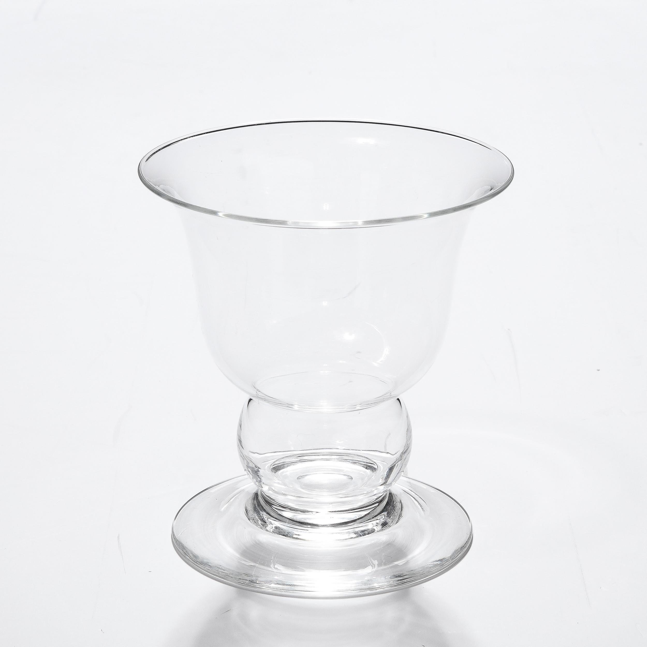 Mid-20th Century Mid-Century Modernist Hand-Blown Glass Vase Signed Steuben For Sale