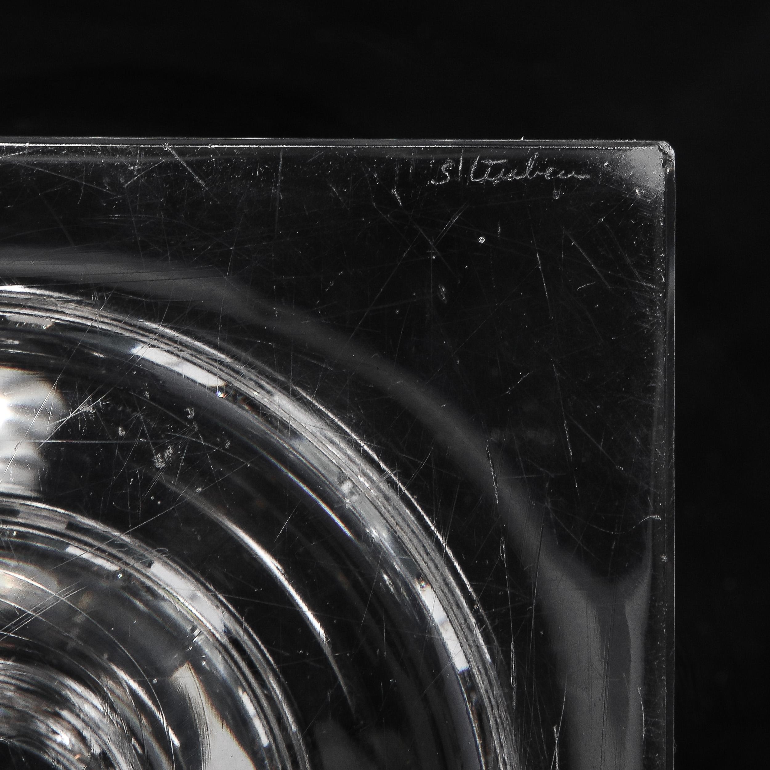 Mid-Century Modernist Hand-Blown Glass Vase W/ Square Base Signed Steuben 4