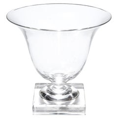 Mid-Century Modernist Hand-Blown Glass Vase W/ Square Base Signed Steuben