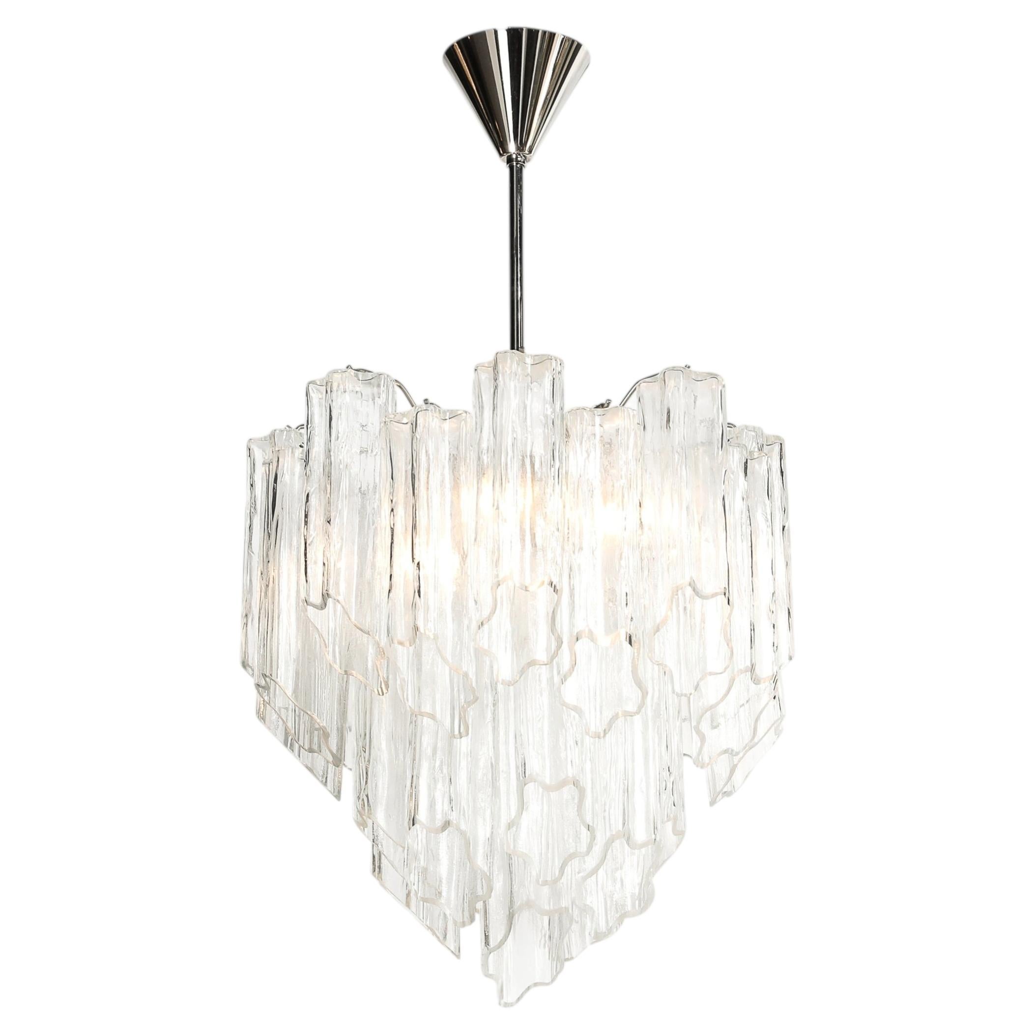 Mid-Century Modernist Hand-Blown Murano Angular Tronchi Glass Chandelier