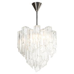 Mid-Century Modernist Hand-Blown Murano Angular Tronchi Glass Chandelier