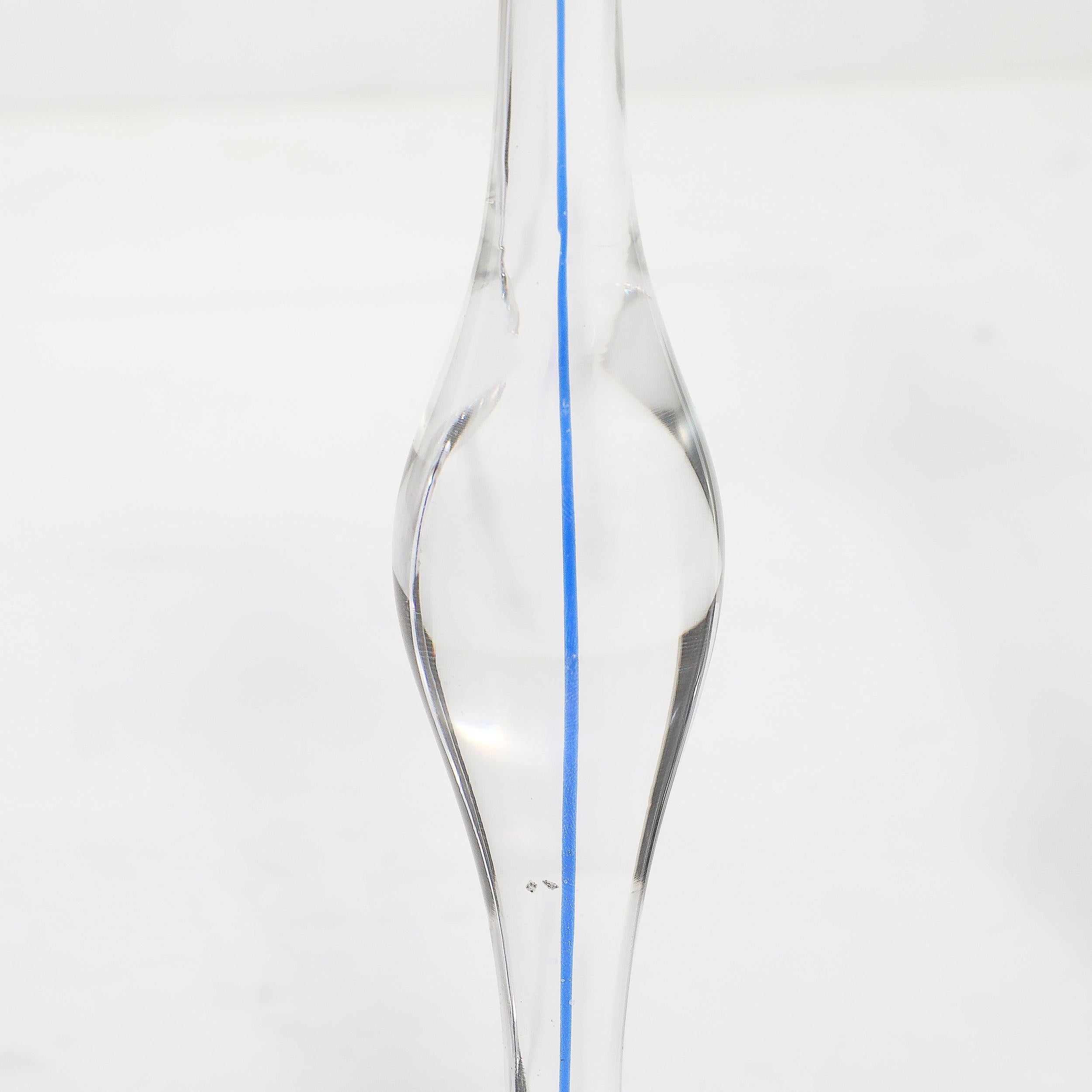 Porte-bougies modernistes du milieu du siècle dernier en verre de Murano transparent et cobalt soufflé à la main 3