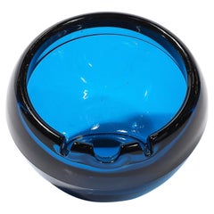 Mid-Century Modernist Hand-Blown Murano Cobalt Blue Glass Dish/Tray