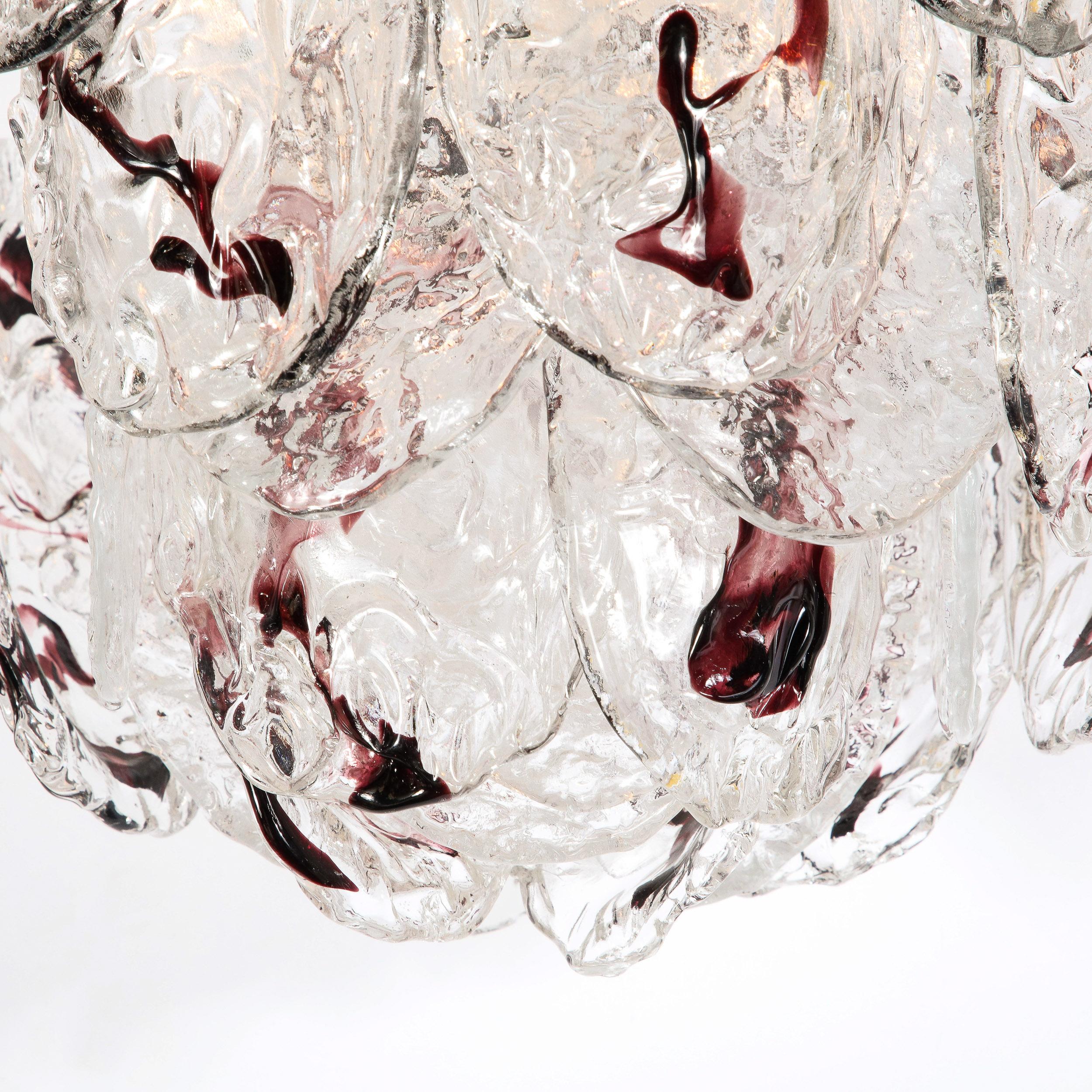 Modernistischer Kronleuchter aus mundgeblasenem Murano-Glas von Mazzega aus der Jahrhundertmitte im Angebot 3