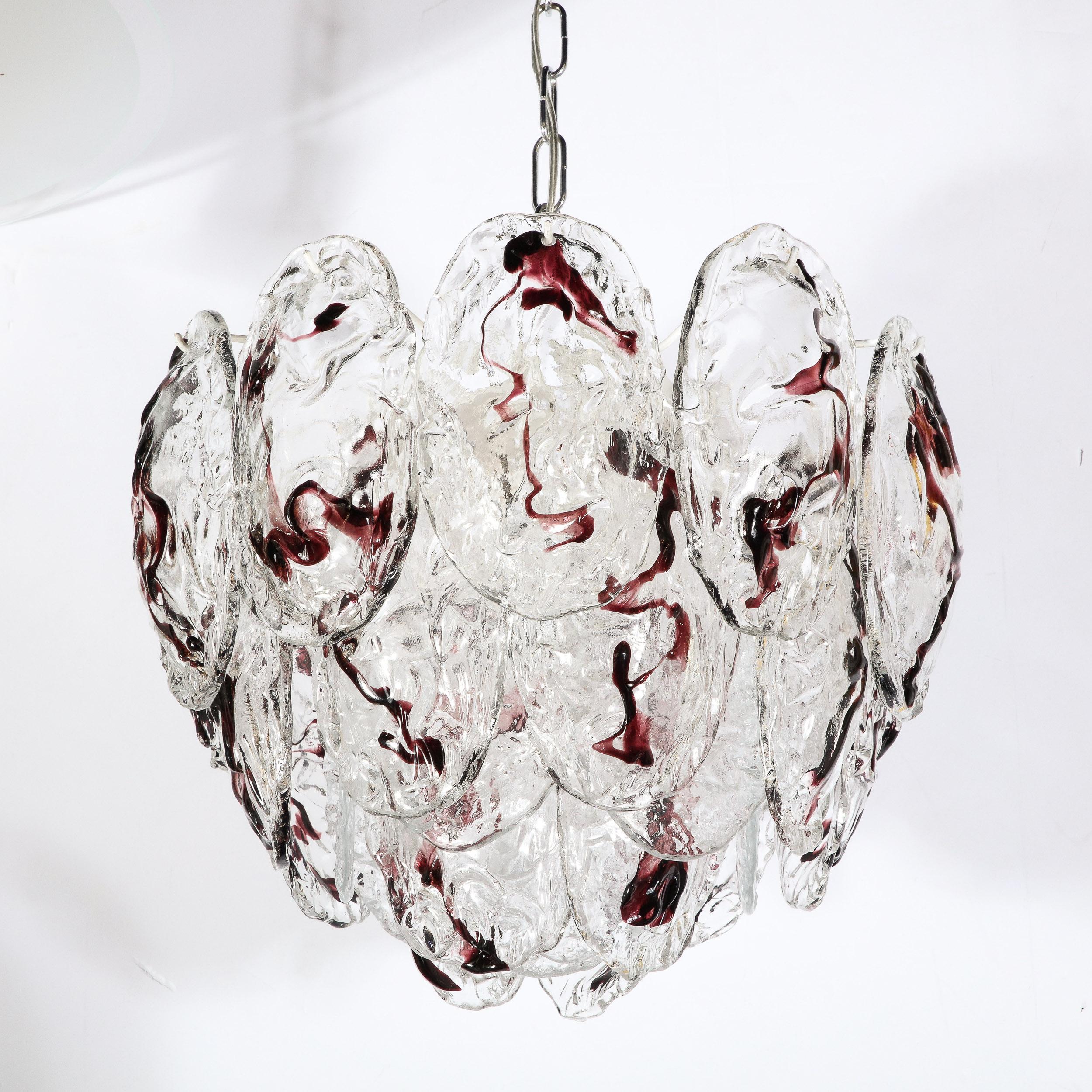 Mid-Century Modernist Hand-Blown Murano Glass Chandelier by Mazzega For Sale 6
