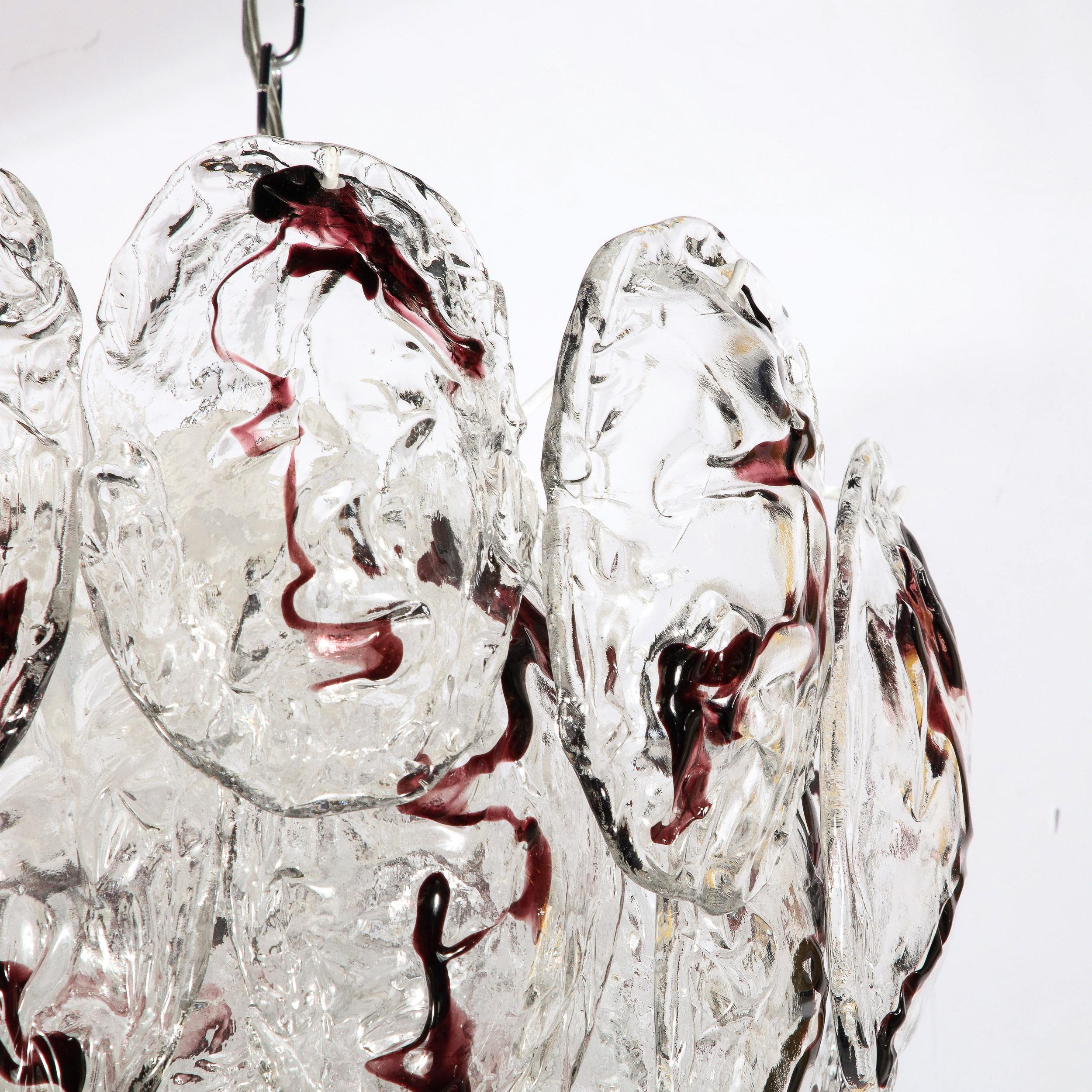 Modernistischer Kronleuchter aus mundgeblasenem Murano-Glas von Mazzega aus der Jahrhundertmitte im Angebot 8