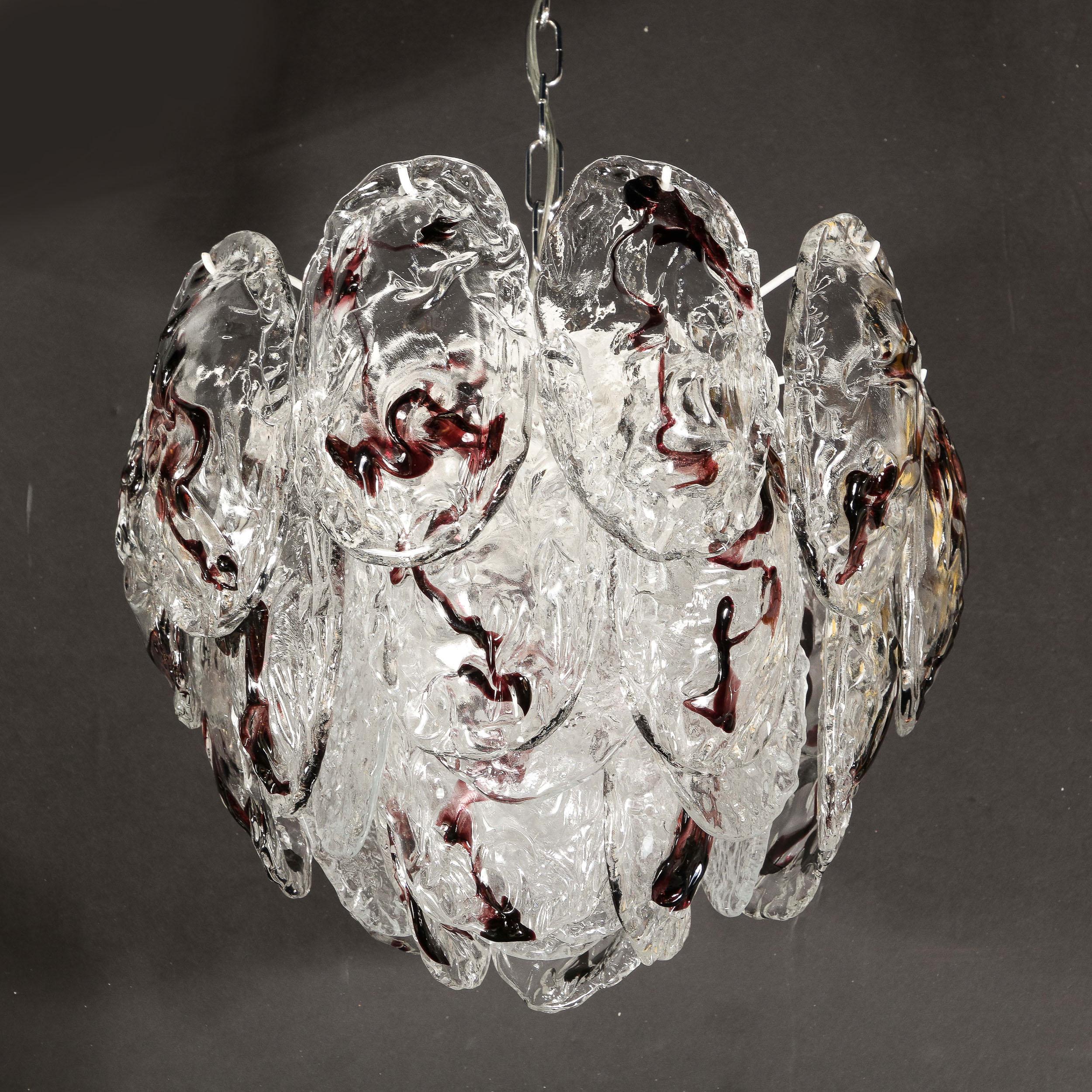Mid-Century Modernist Hand-Blown Murano Glass Chandelier by Mazzega For Sale 12