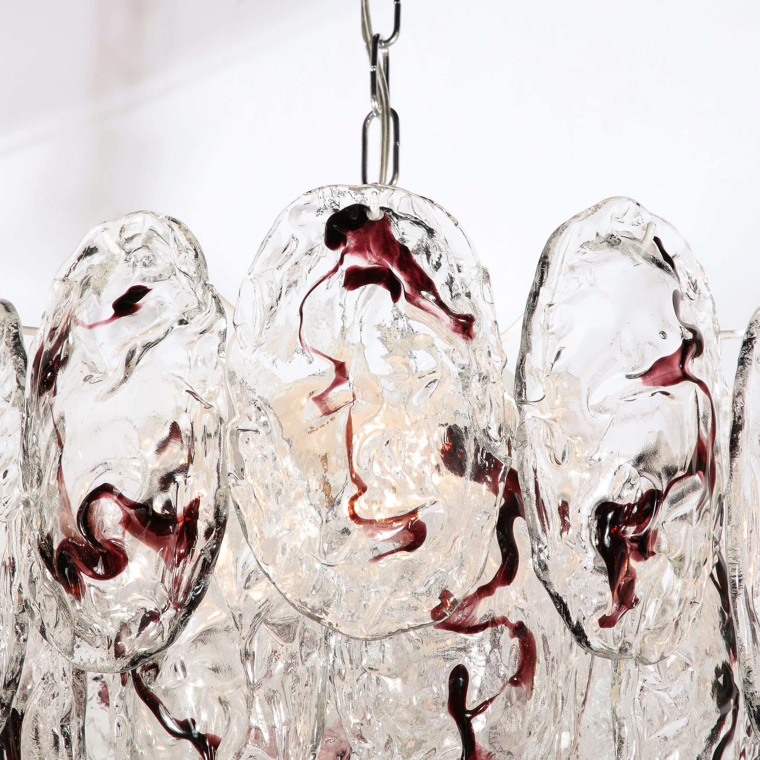 Mid-Century Modernist Hand-Blown Murano Glass Chandelier by Mazzega In Excellent Condition For Sale In New York, NY