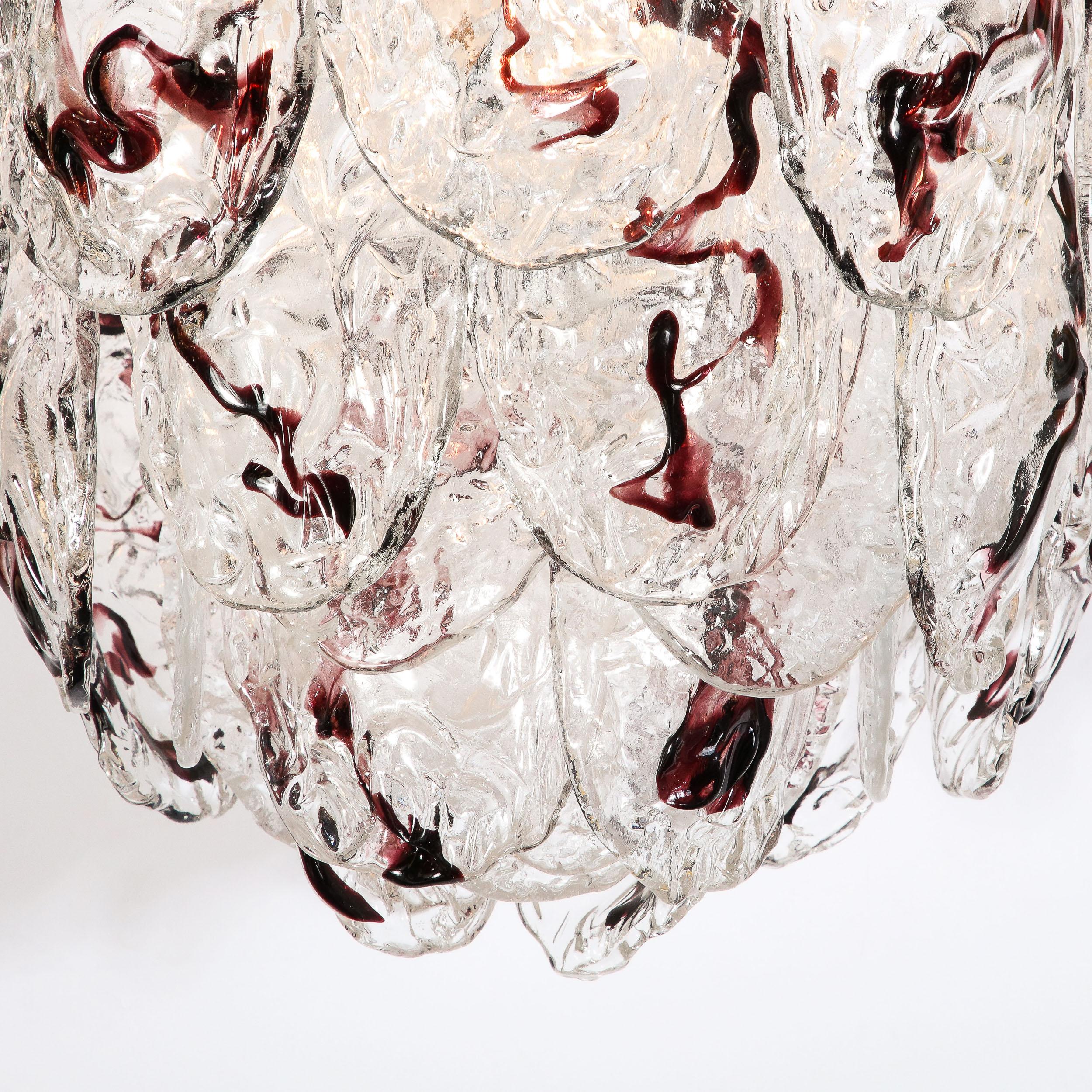 Late 20th Century Mid-Century Modernist Hand-Blown Murano Glass Chandelier by Mazzega For Sale