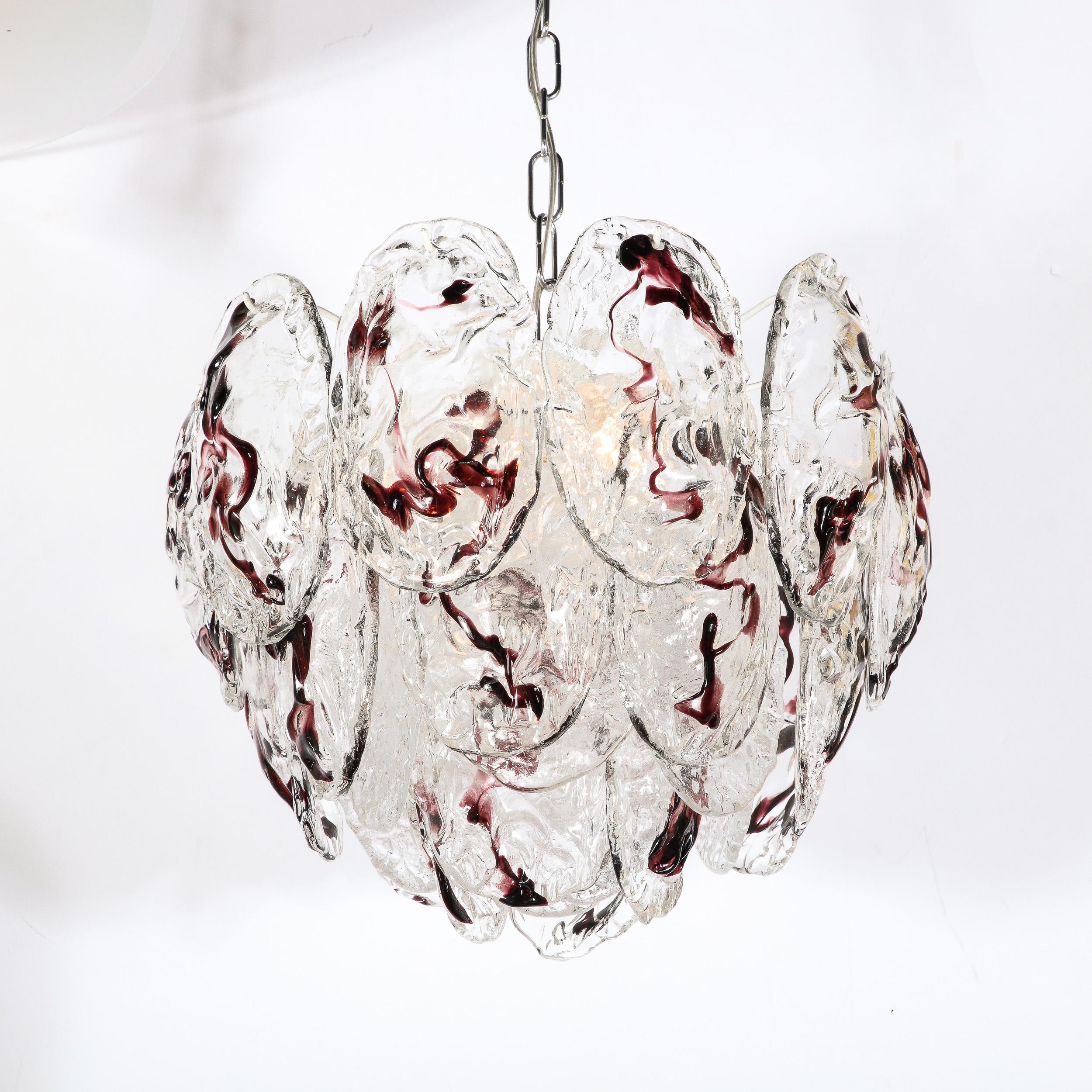 Mid-Century Modernist Hand-Blown Murano Glass Chandelier by Mazzega For Sale 1