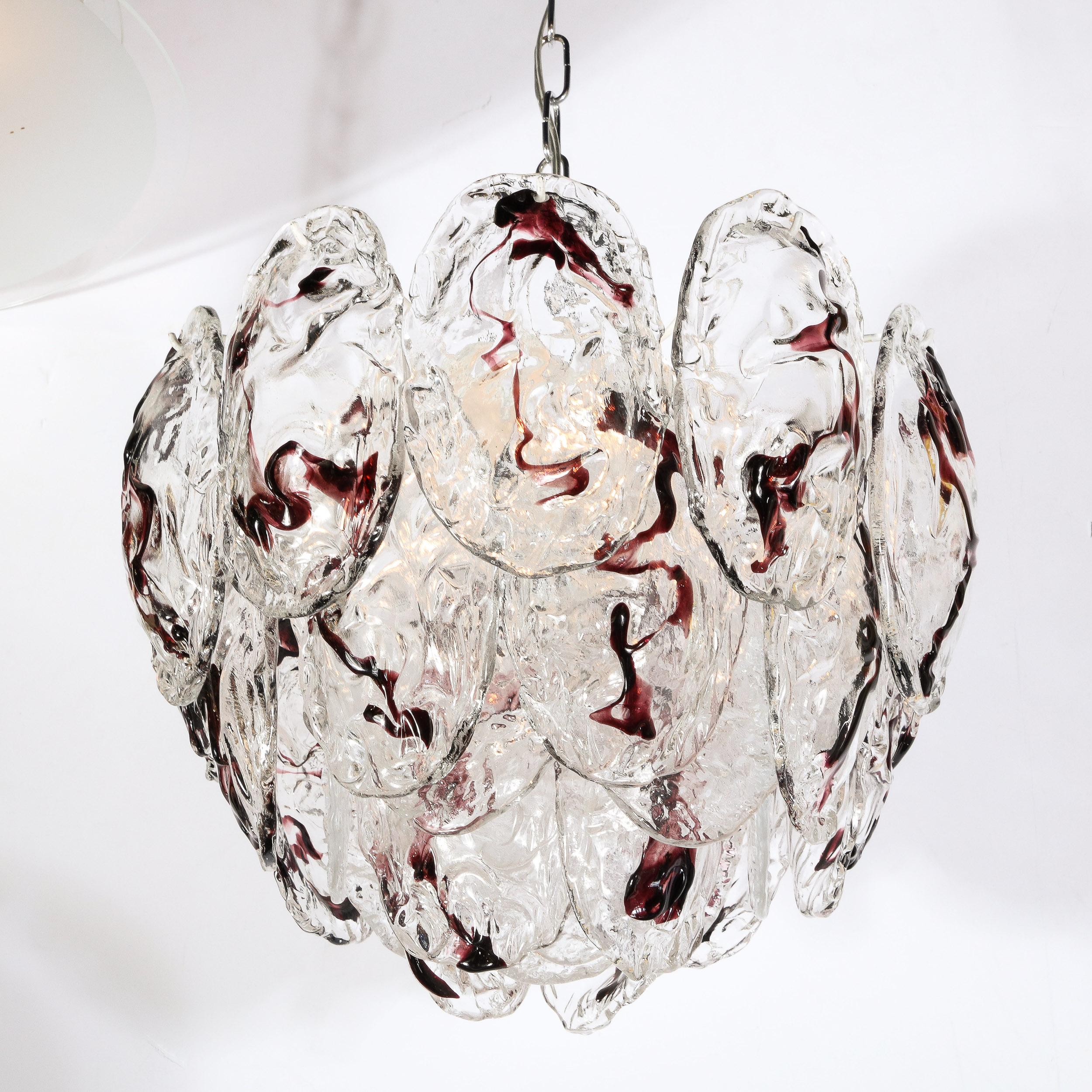 Mid-Century Modernist Hand-Blown Murano Glass Chandelier by Mazzega For Sale 2