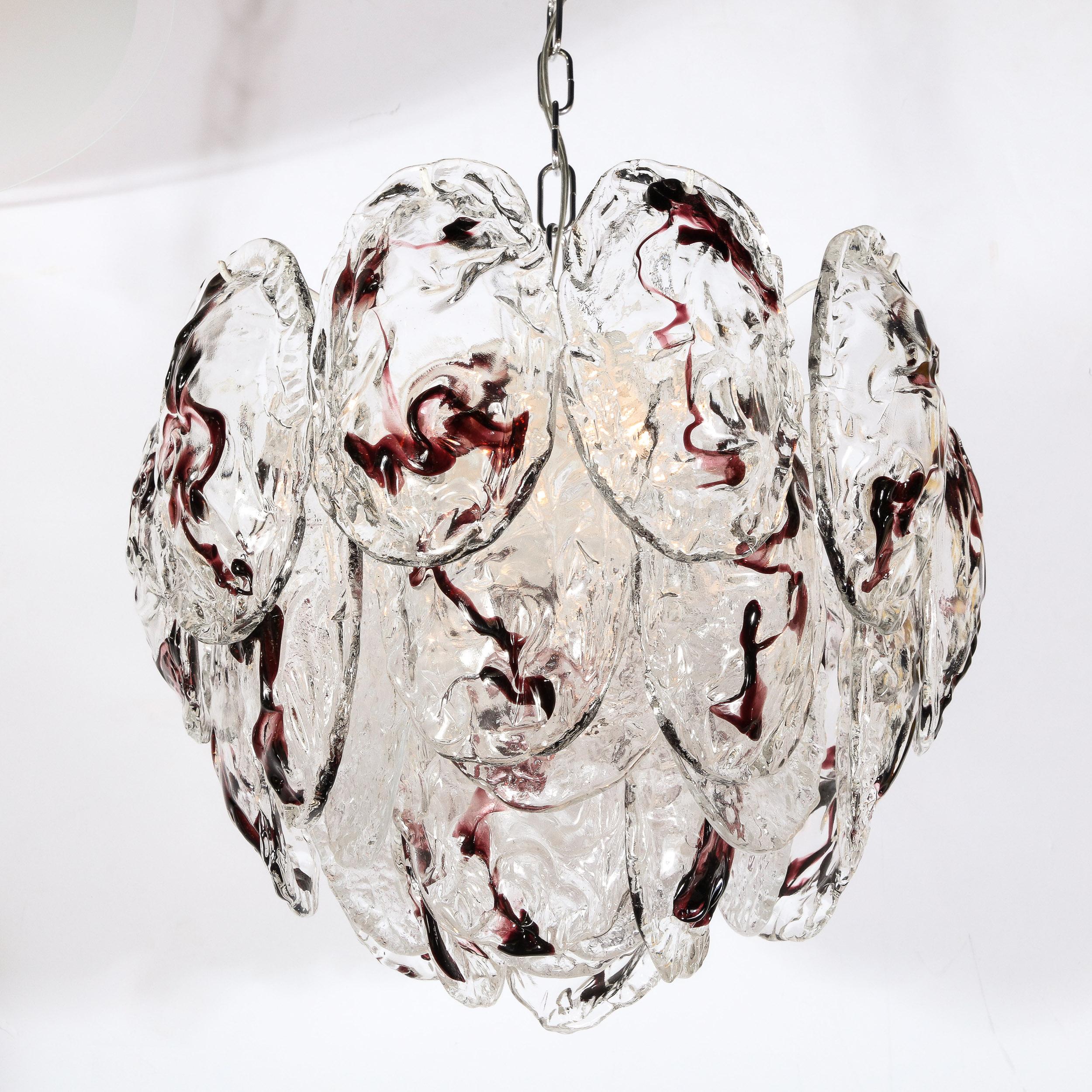 Mid-Century Modernist Hand-Blown Murano Glass Chandelier by Mazzega For Sale 3