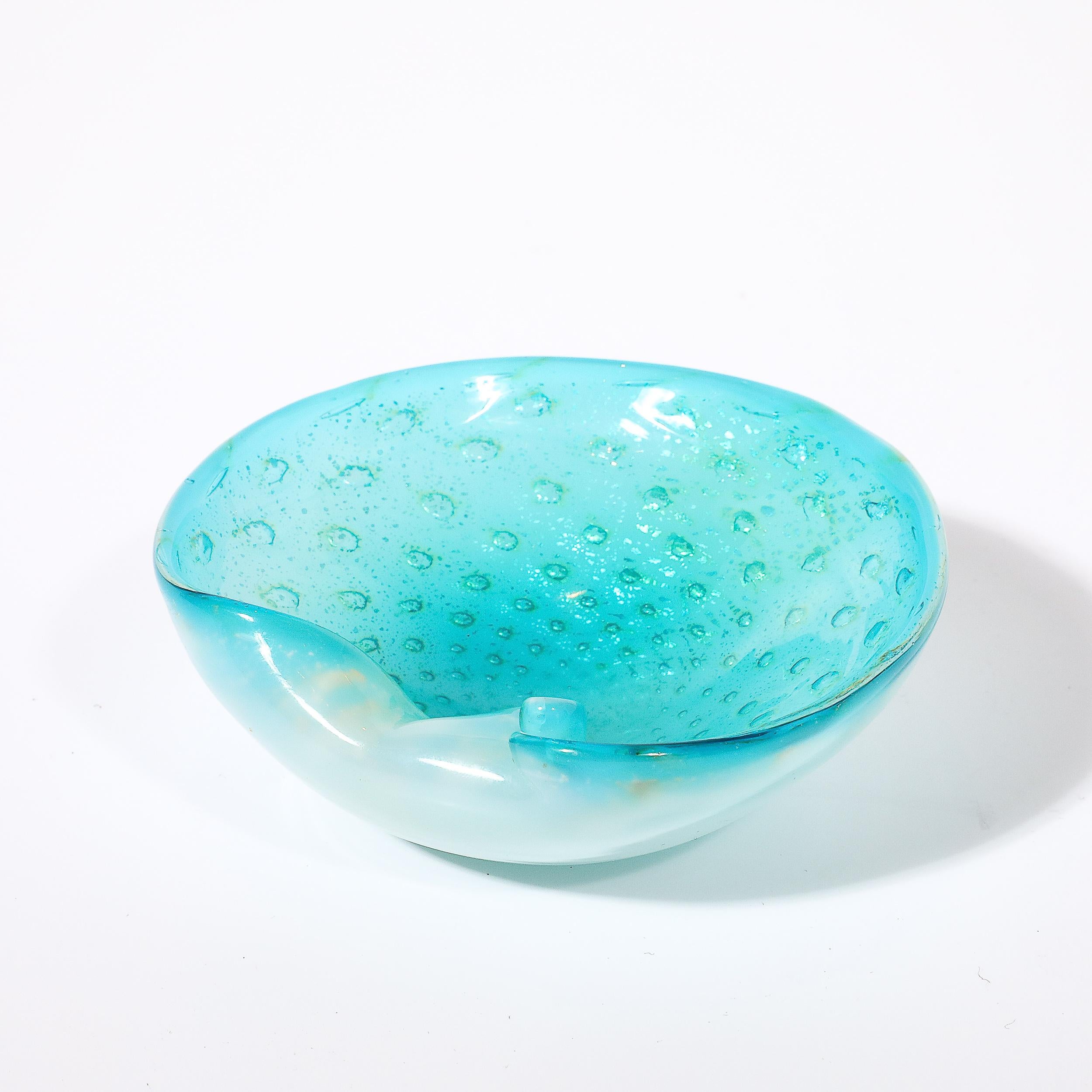 Mid-Century Modernist Hand-Blown Murano Glass Dish W/ Curved Detailing For Sale 1