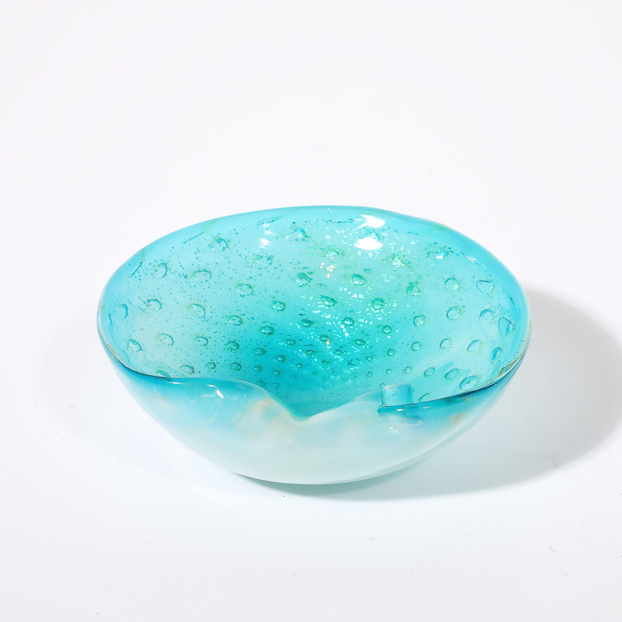 Mid-Century Modernist Hand-Blown Murano Glass Dish W/ Curved Detailing For Sale 2