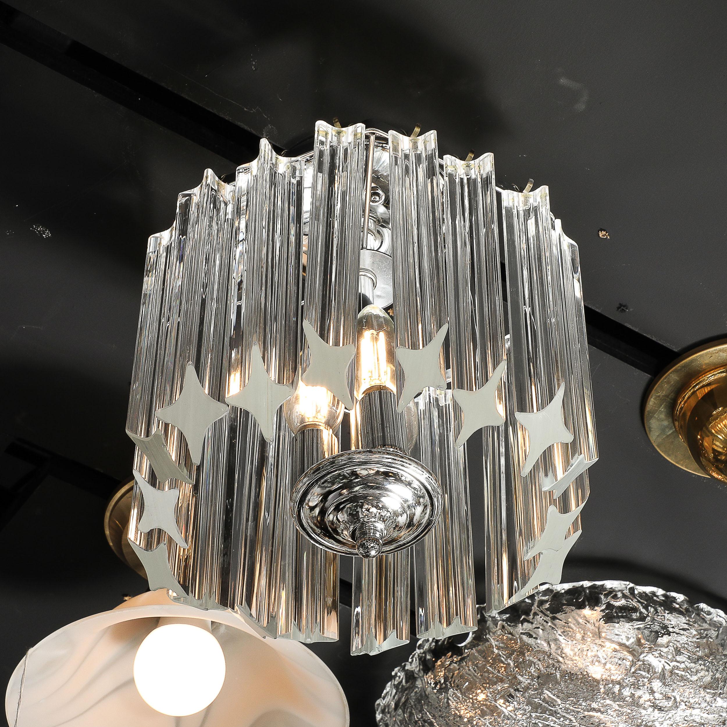 italien Lustre hexagonal Quadretti moderniste du milieu du siècle dernier en verre de Murano soufflé à la main en vente