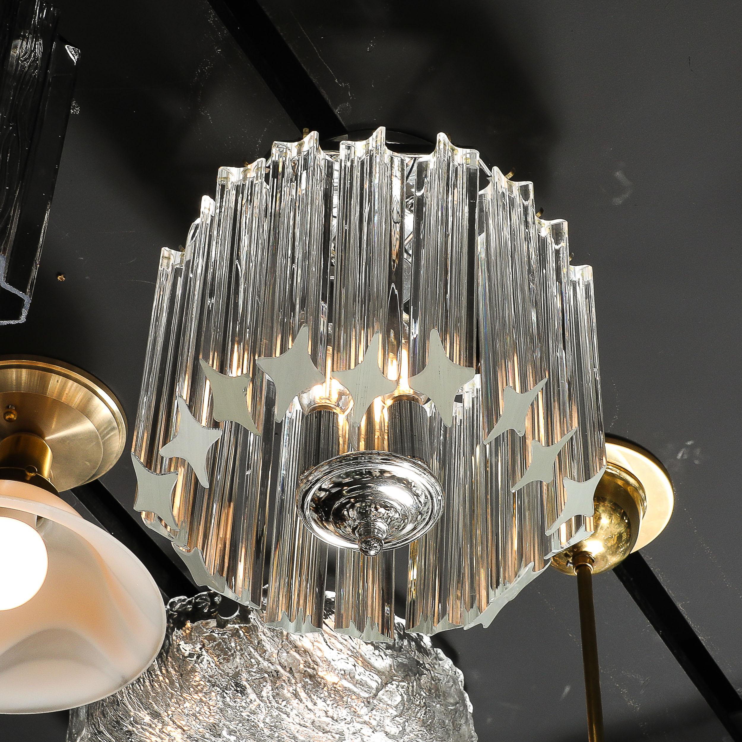 Lustre hexagonal Quadretti moderniste du milieu du siècle dernier en verre de Murano soufflé à la main Excellent état - En vente à New York, NY