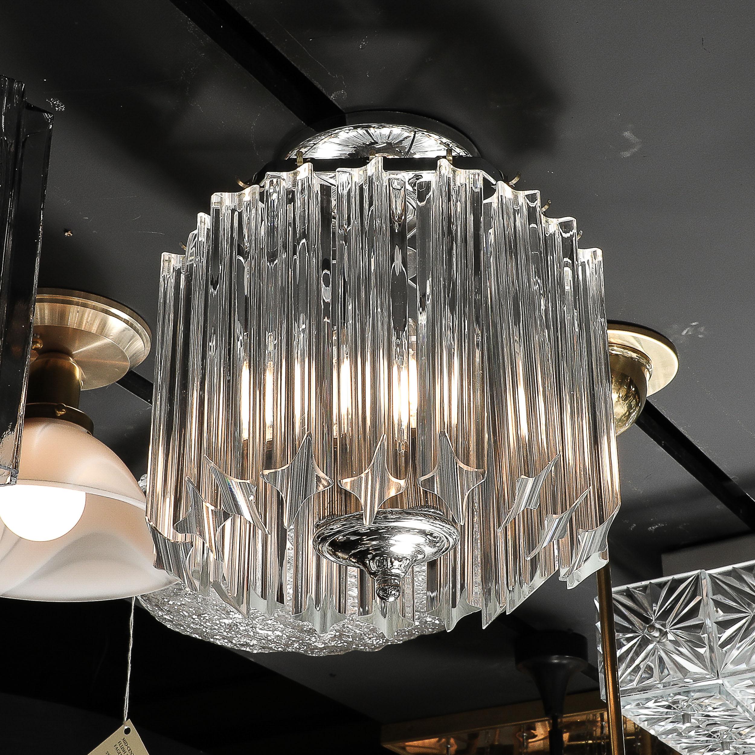 Fin du 20e siècle Lustre hexagonal Quadretti moderniste du milieu du siècle dernier en verre de Murano soufflé à la main en vente