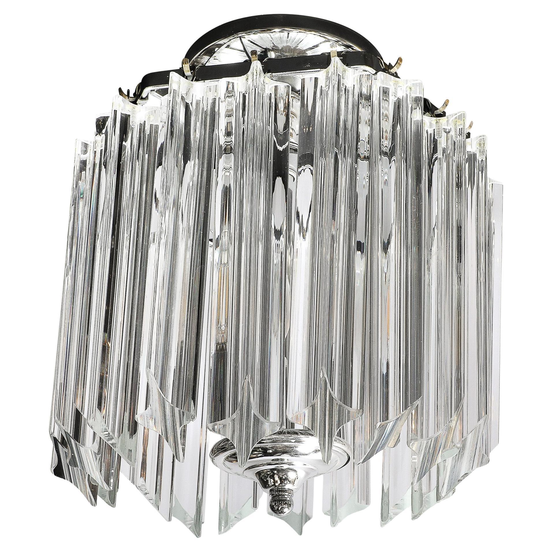 Mid-Century Modernist Hand-Blown Murano Glass Hexagonal Quadretti Chandelier