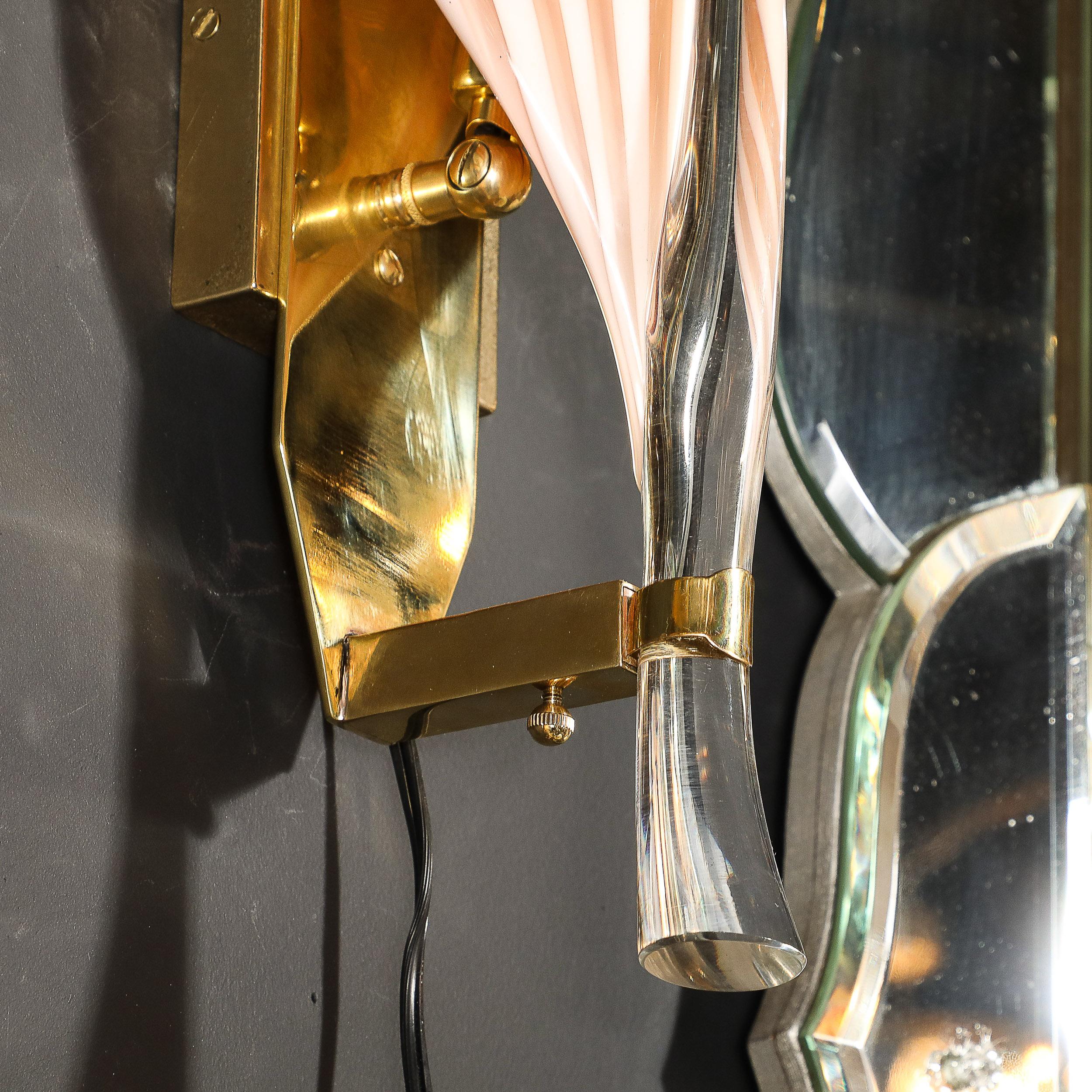 Moderne mundgeblasene Murano-Glas-Blatt-Leuchter von Franco Luce aus der Jahrhundertmitte im Angebot 4