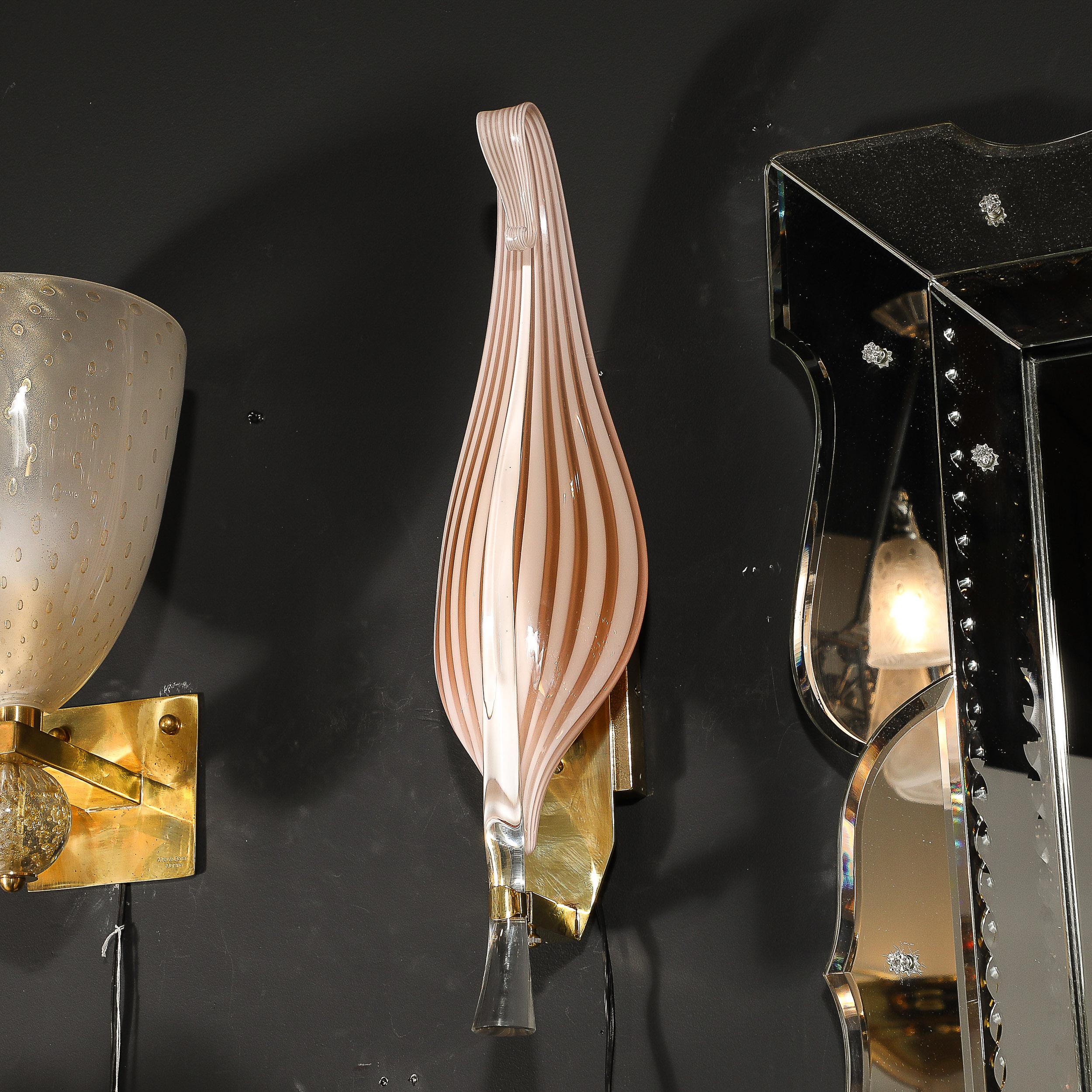 Moderne mundgeblasene Murano-Glas-Blatt-Leuchter von Franco Luce aus der Jahrhundertmitte im Angebot 5