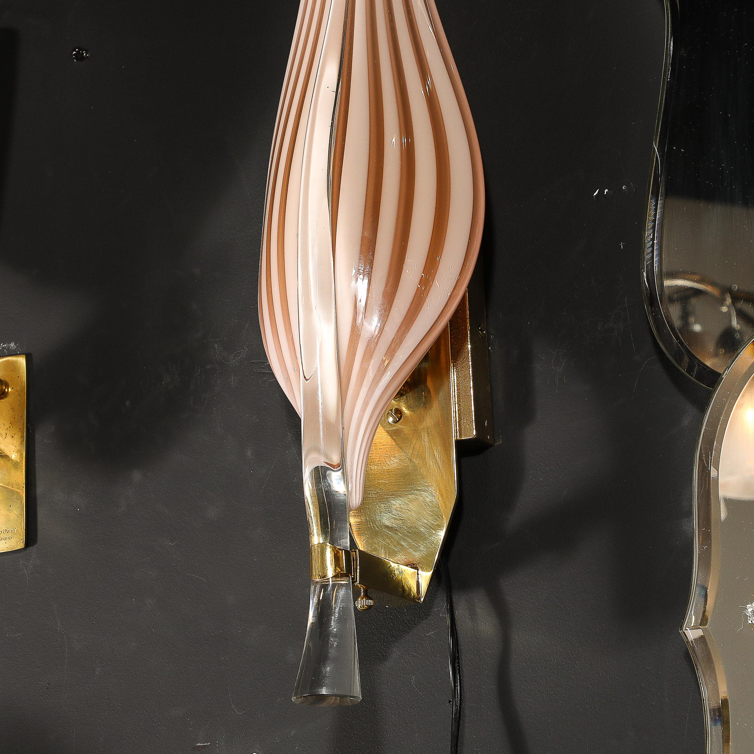 Mid-Century Modernist Hand-Blown Murano Glass Leaf Sconces by Franco Luce For Sale 7