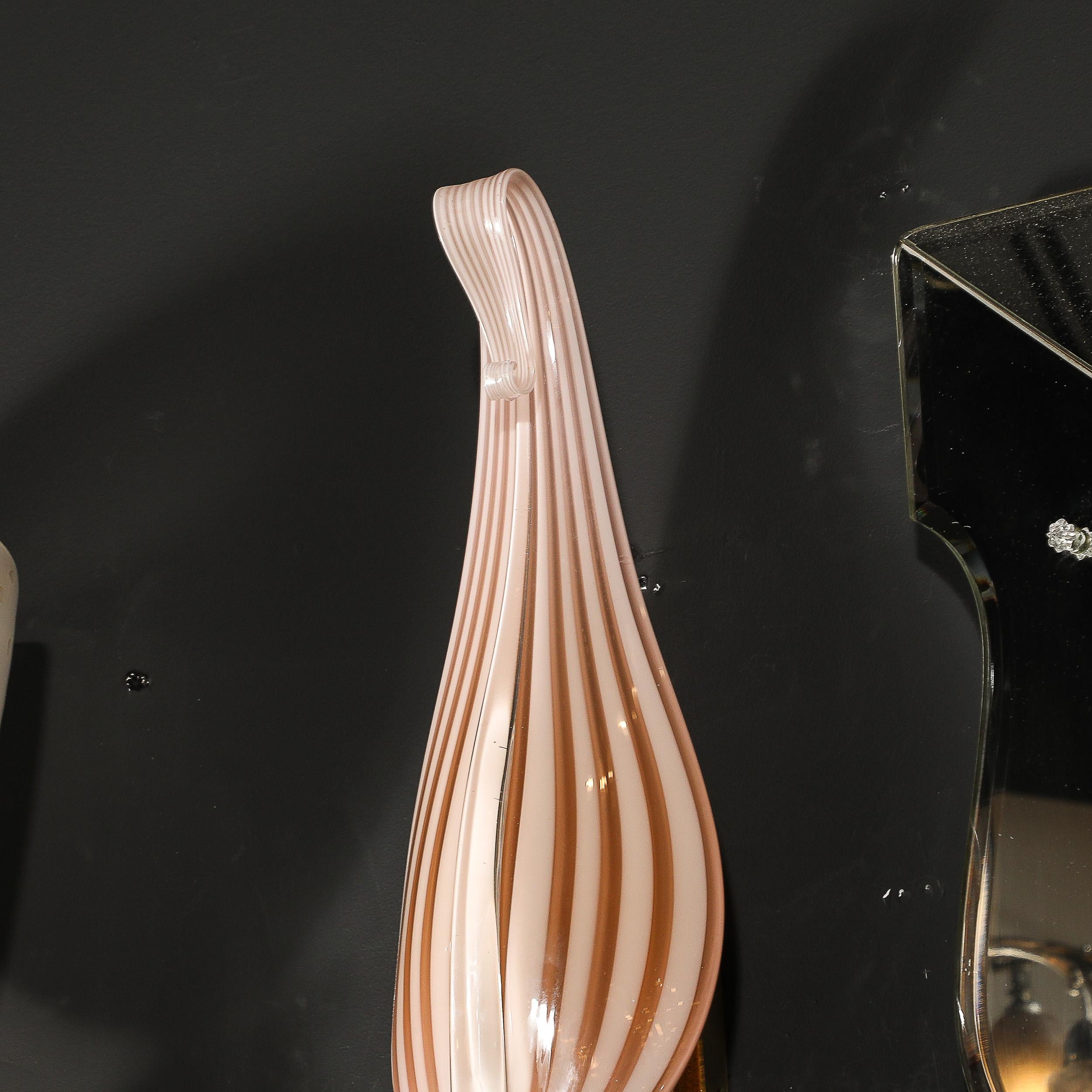 Moderne mundgeblasene Murano-Glas-Blatt-Leuchter von Franco Luce aus der Jahrhundertmitte im Angebot 7