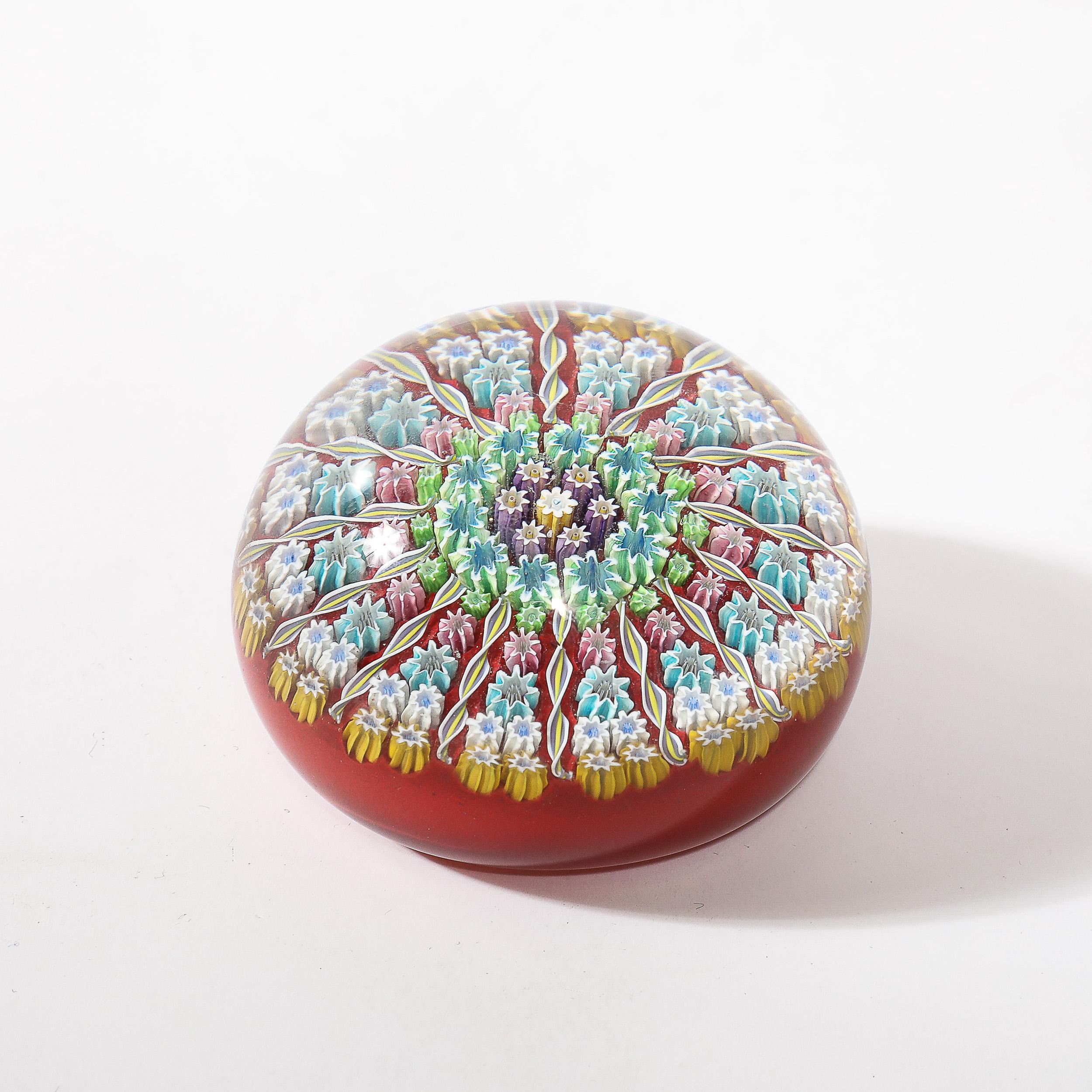 Mid-Century Modernist Hand-Blown Murano Glass Millefiori Paperweight In Excellent Condition For Sale In New York, NY