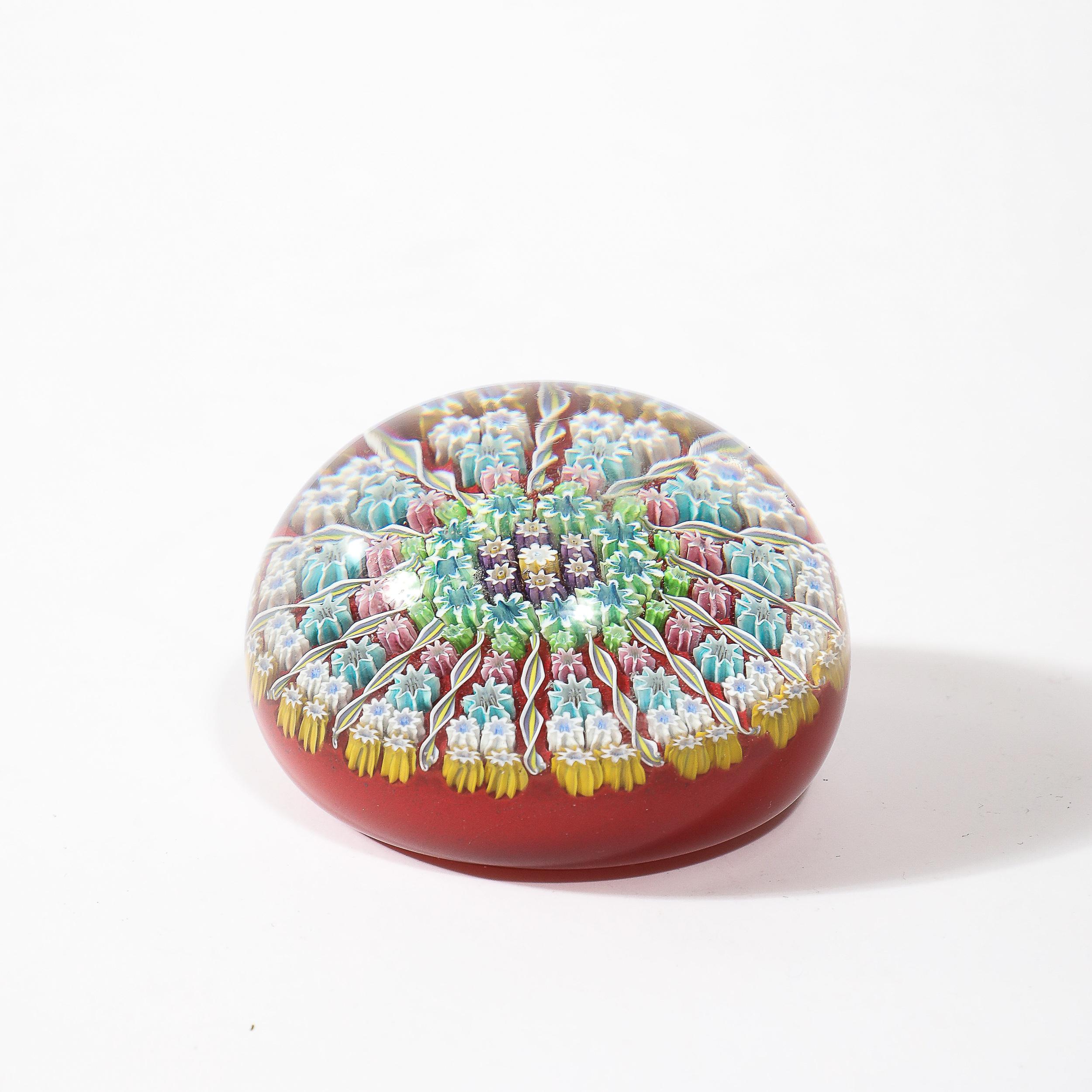 Mid-20th Century Mid-Century Modernist Hand-Blown Murano Glass Millefiori Paperweight For Sale
