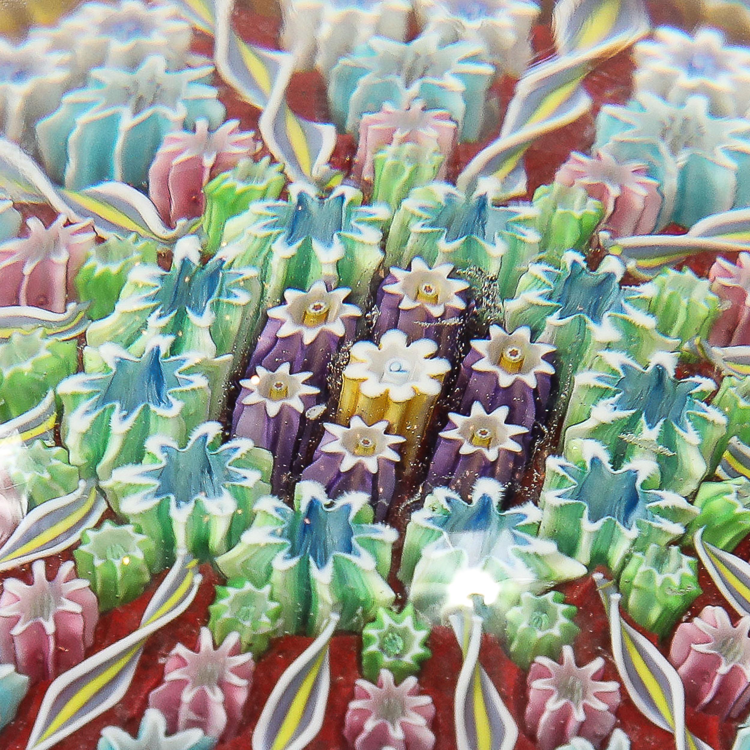 Mid-Century Modernist Hand-Blown Murano Glass Millefiori Paperweight For Sale 3