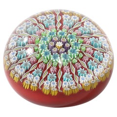 Mid-Century Modernist Hand-Blown Murano Glass Millefiori Paperweight
