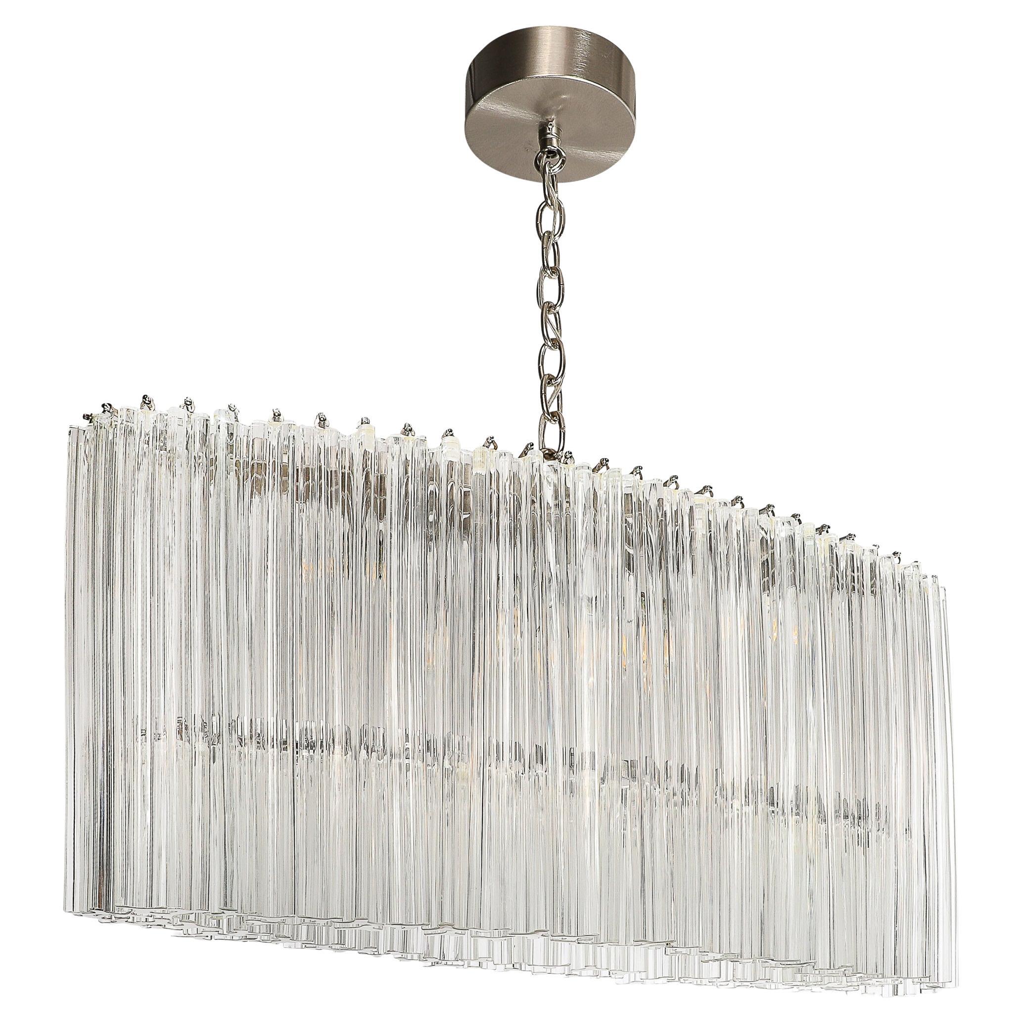 Mid-Century Modernist Hand-Blown Murano Glass Ovoid Shaped Treidre Chandelier
