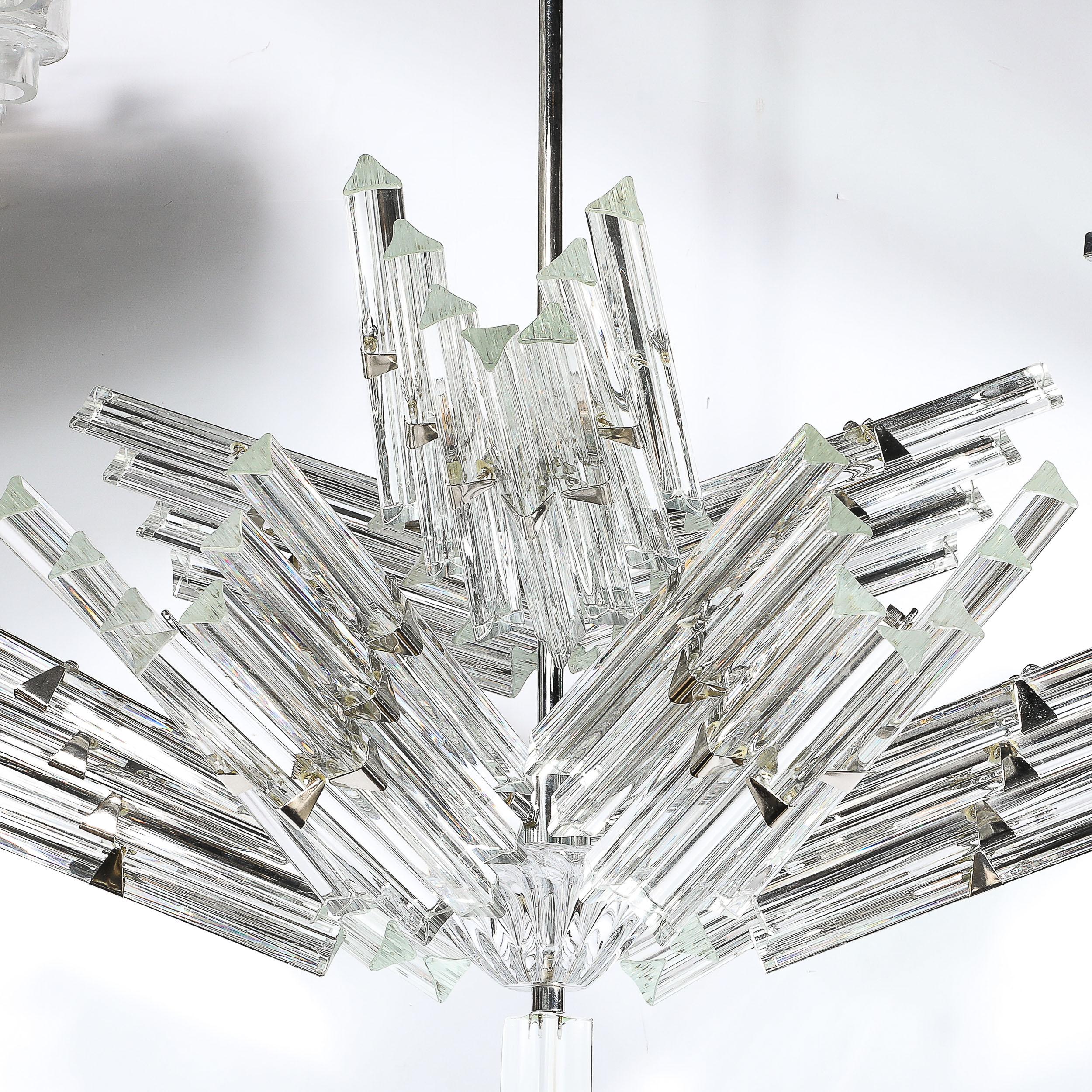Mid-Century Modernist Hand-Blown Murano Glass Stepped  Triedre Chandelier For Sale 10
